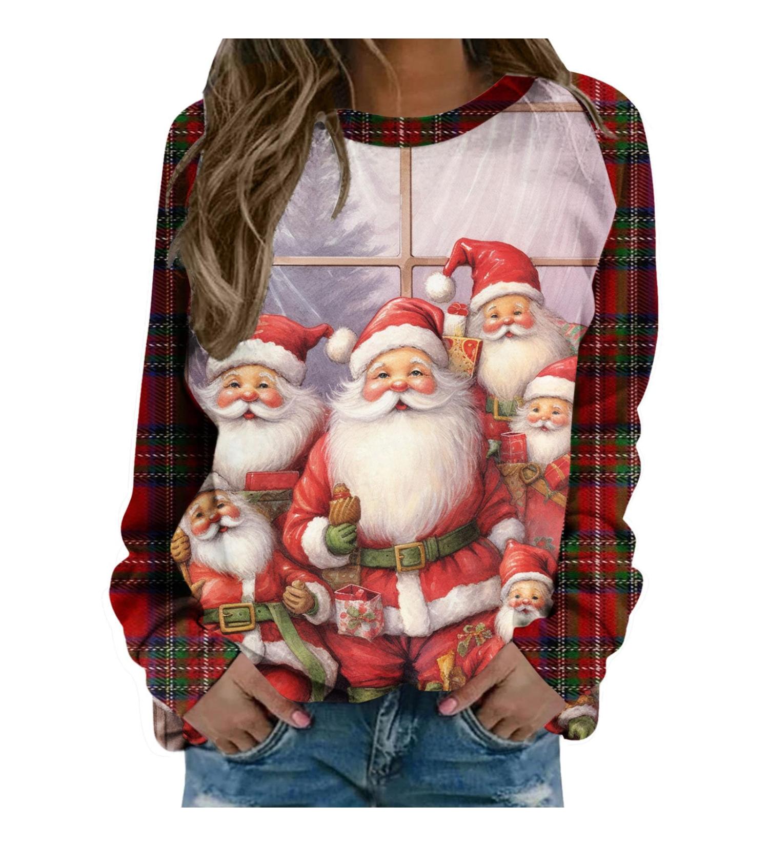 Women's Christmas Snowman Penguin Print Sweatshirt - Beige XL - Buy Online on SooperMarket.com