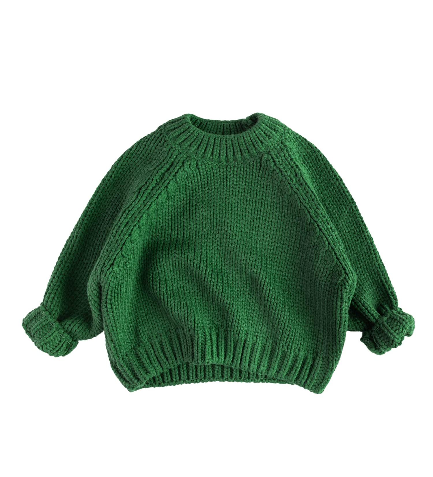 Volunboy Knit Oversized Sweater for Baby Boy Girl | Crewneck Pullover Sweatshirt | Green | 4-5 Years - Buy Online on SooperMarket.com