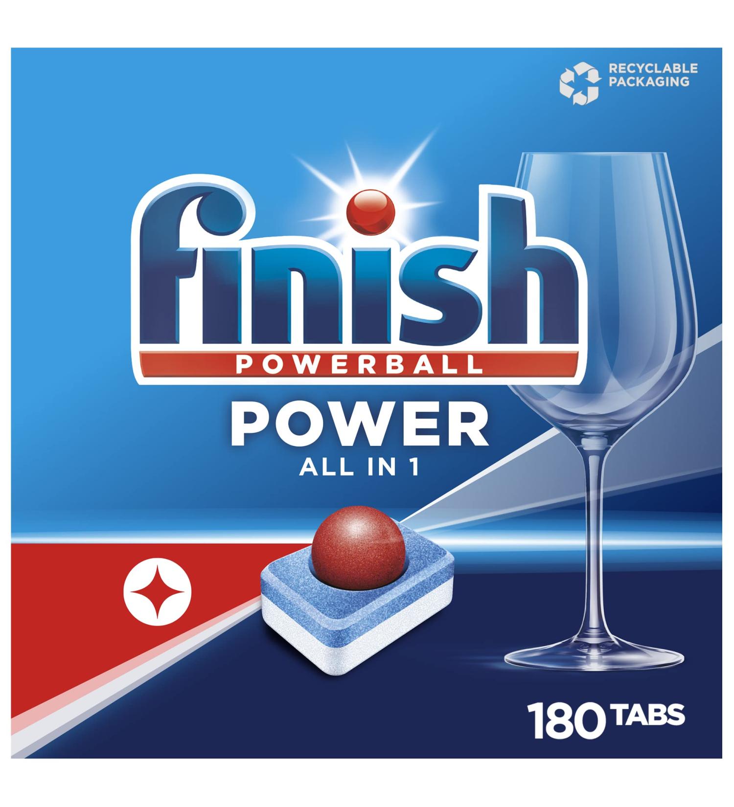 Buy Finish Power All in 1 Dishwasher Tabs - Phosphate-Free Gigapack (180 Tabs) for Powerful Cleaning & Grease Removal - Ideal for International Shipping - Buy Online on SooperMarket.com