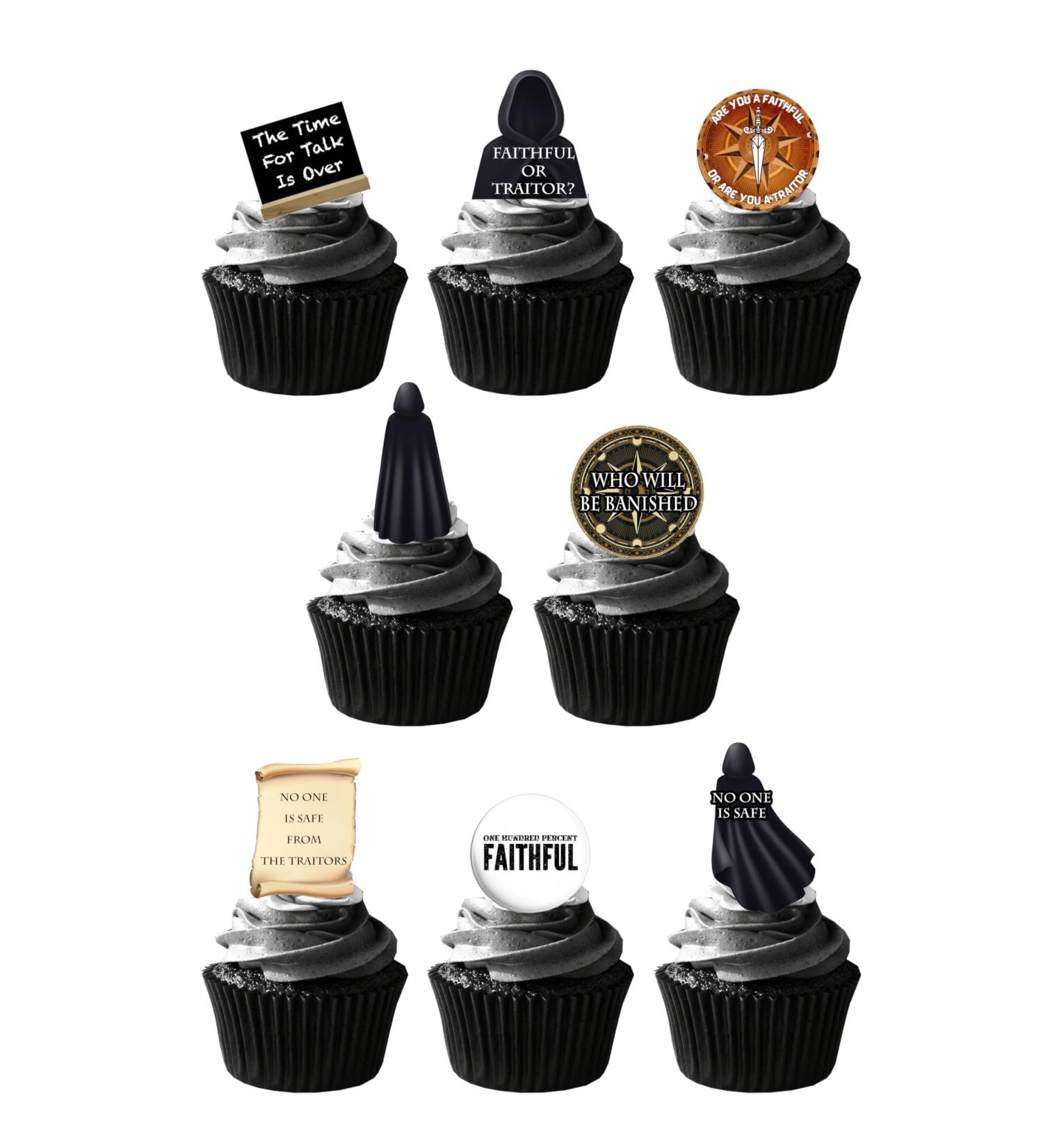 Top That 25 Stand Up Traitors Faithful Game Themed Edible Wafer Paper Cake Toppers Decorations
