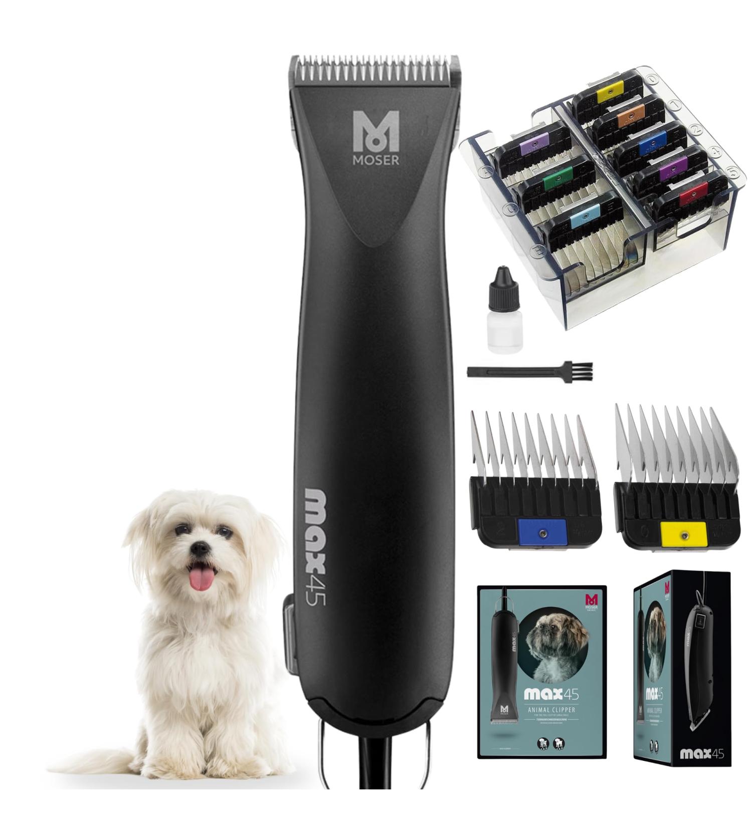 Moser Max 45 Dog Clipper - Powerful 2-Speed Animal Hair Cutter & Trimmer - Includes Plug-In Comb Set - Perfect for Dogs & Cats - Buy Online on SooperMarket.com