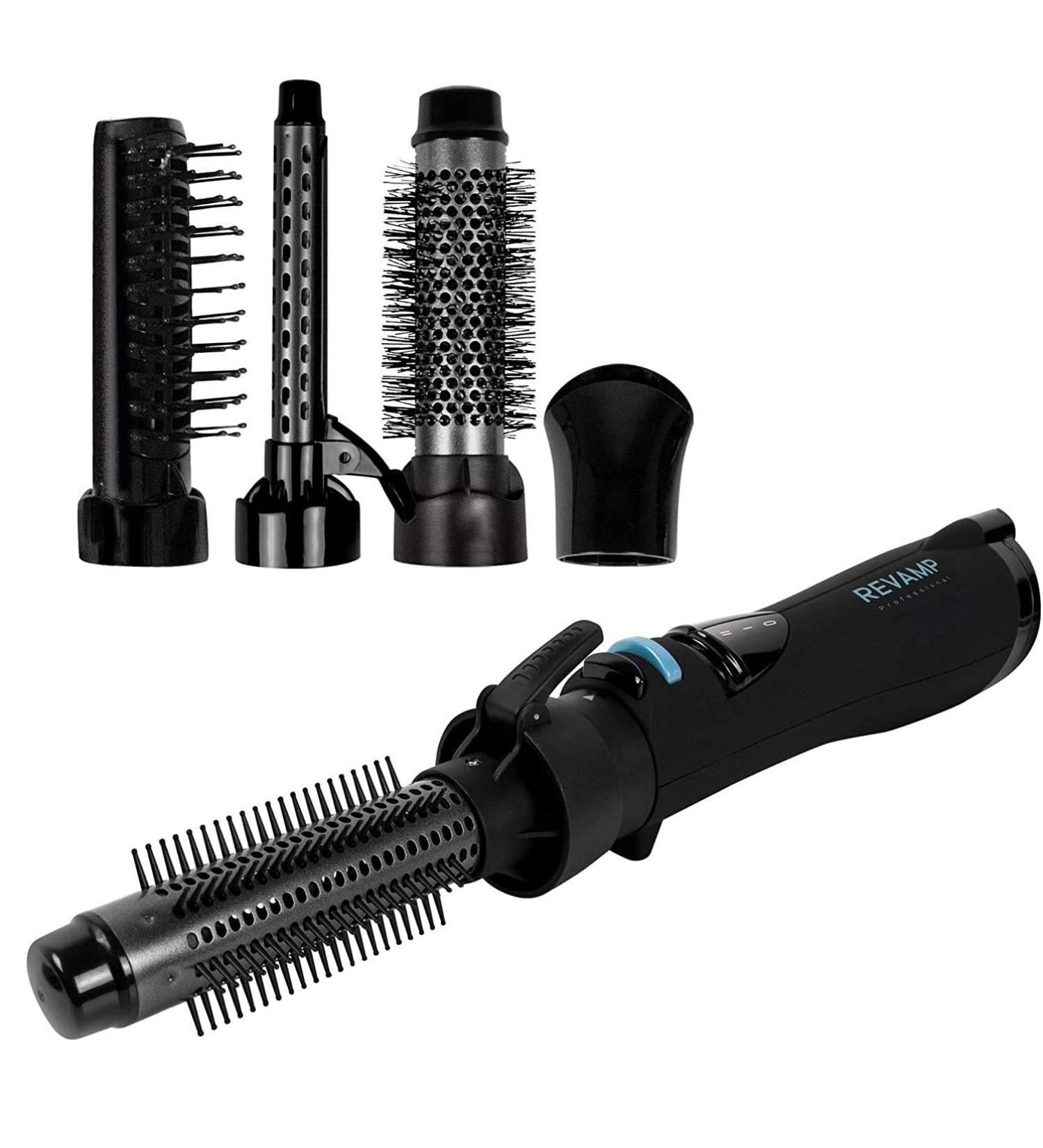 REVAMP Progloss Airstyle Heated Volumiser Brush with Retractable Comb - Black - Buy Online on SooperMarket.com