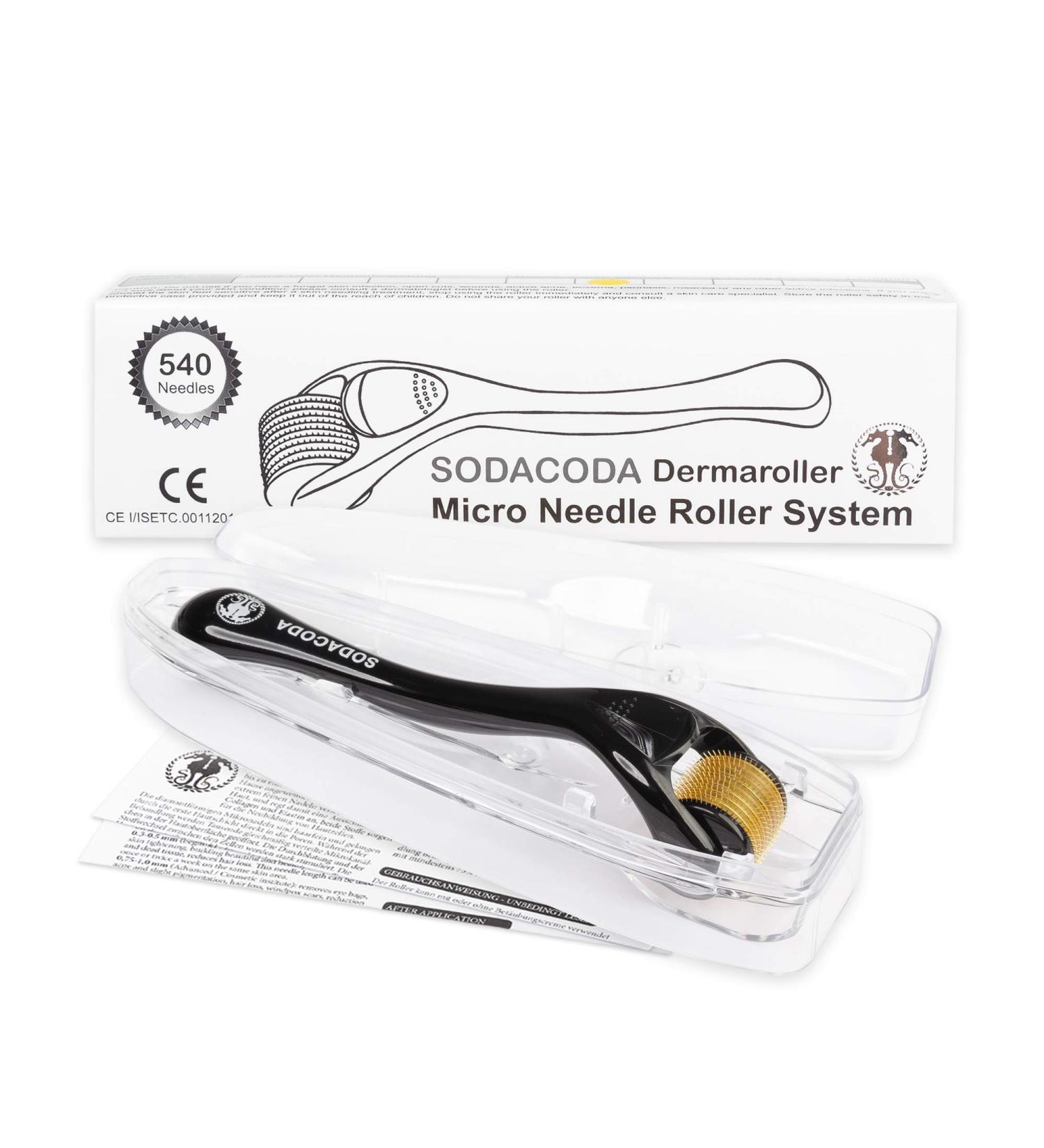 Sodacoda Dermaroller - 540 Titanium & Stainless Steel Micro Needles | 2.50mm Needle Length for Ultimate Skin Rejuvenation - Buy Online on SooperMarket.com