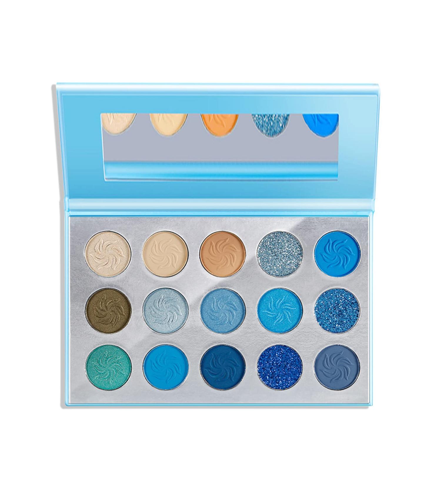 QIUFSSE Blue Eyeshadow Palette - 15 Colors Matte Glitter Blendable Eye Shadow Set for Women | Long Lasting Metallic Shades | Christmas Gift Idea - Buy Online on SooperMarket.com