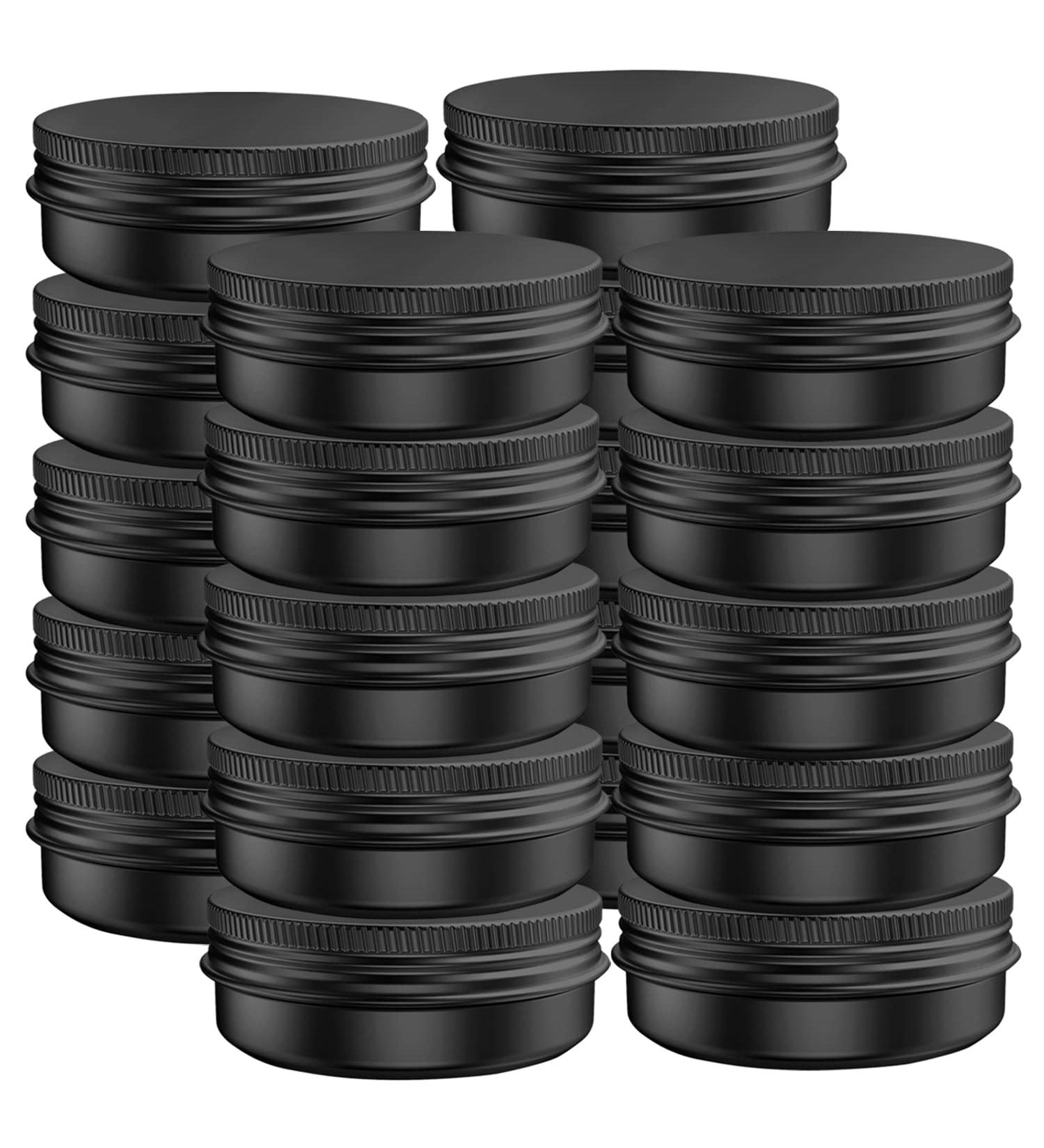 20-Pcs Axe Sickle 1oz Aluminum Tin Jars | Leak Proof Cosmetic Containers with Screw Lids for Salves, Lip Balm | 30mL Black - Buy Online on SooperMarket.com