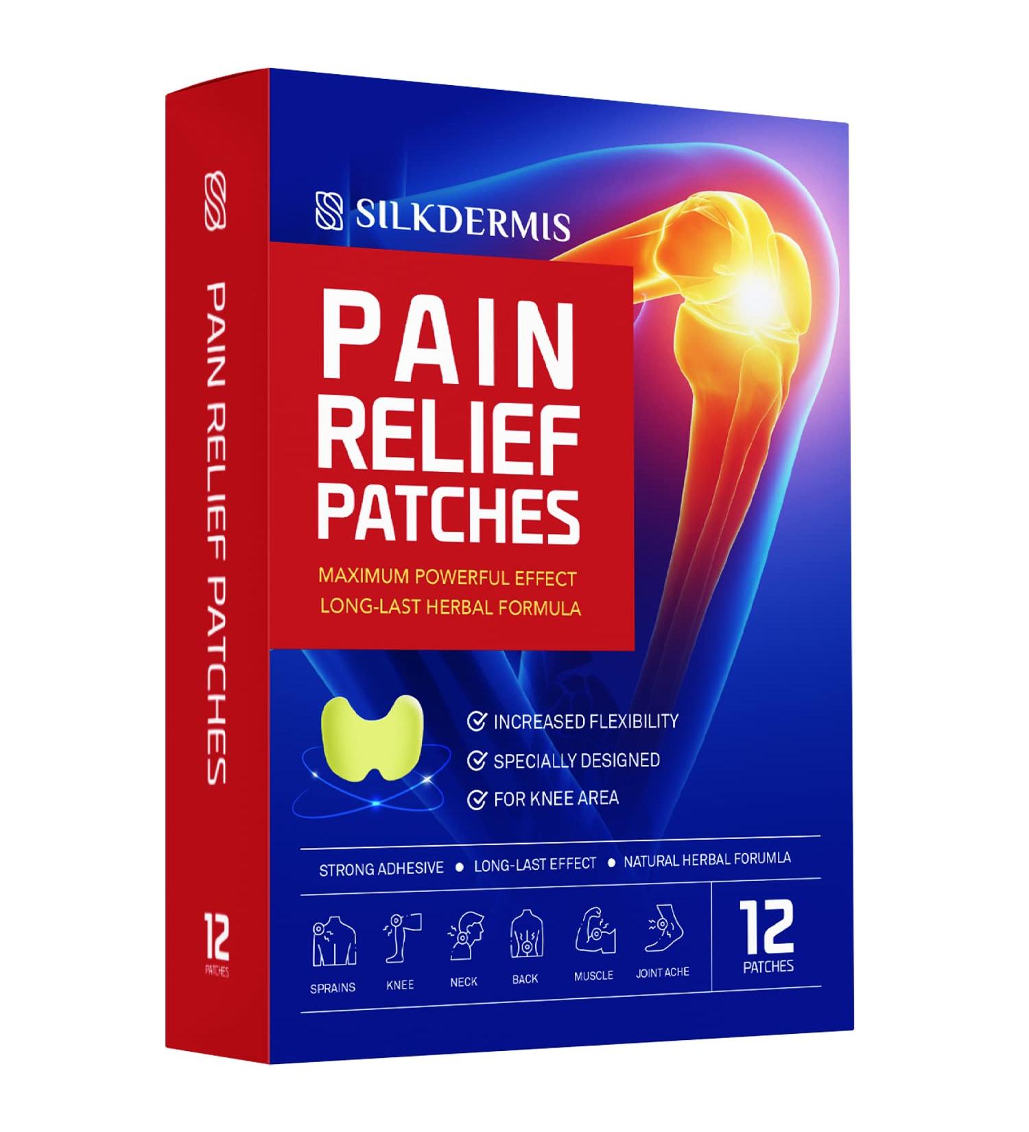 SilkDermis Pain Relief Patches 12 Count - Herb Infused for Knee & Back Pain - Long Lasting Relief - Buy Online on SooperMarket.com