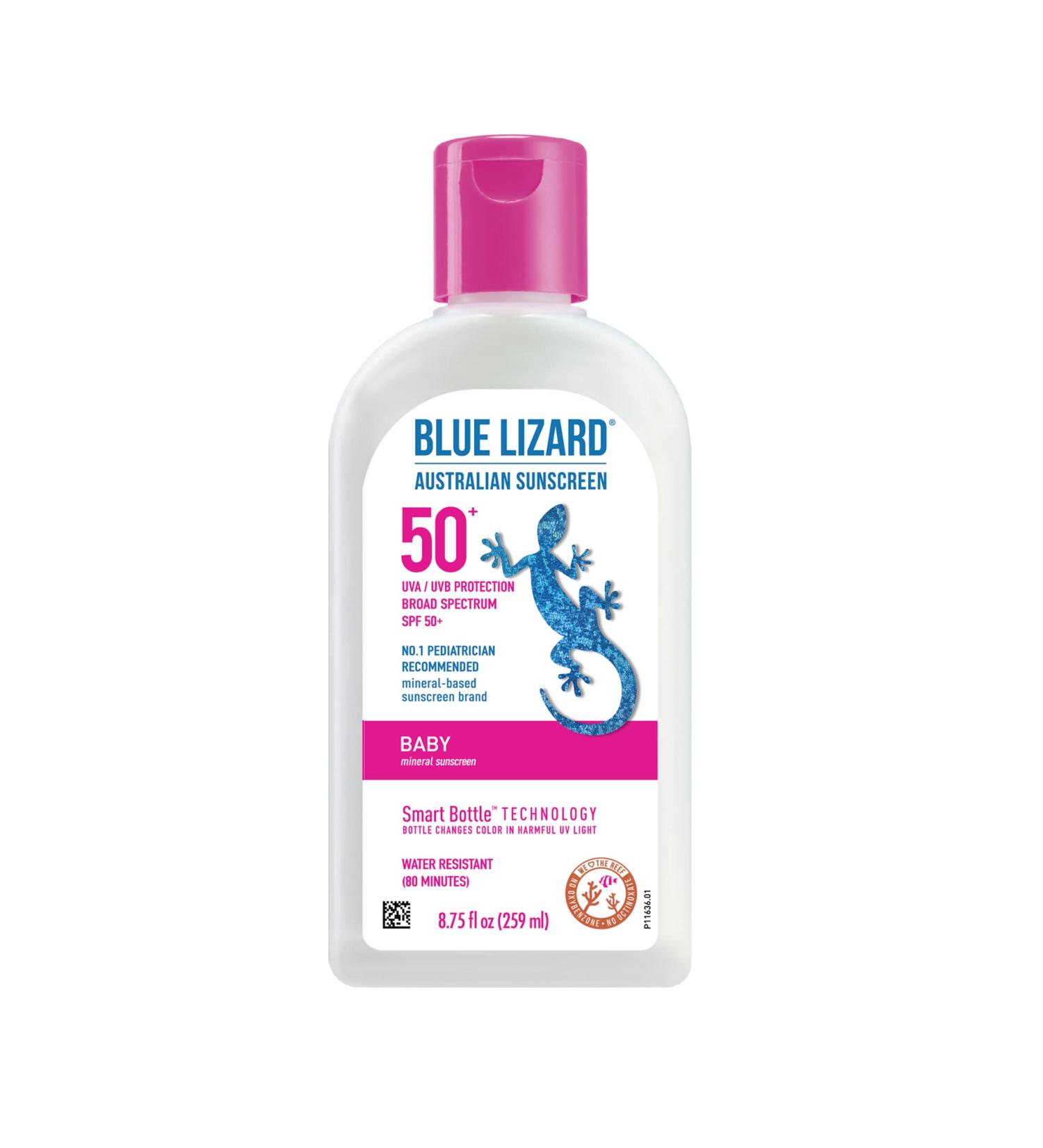 Blue Lizard Baby Mineral Sunscreen SPF 50+ 8.75 oz - Fragrance Free, Water Resistant UVA/UVB Protection - Smart Bottle Technology - Pack of 1 - Buy Online on SooperMarket.com