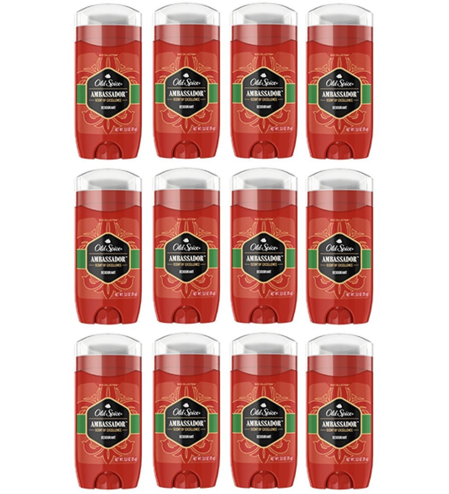 Old Spice Deodorant for Men Ambassador Scent Red Collection 3.0 Ounce (Pack of 12)