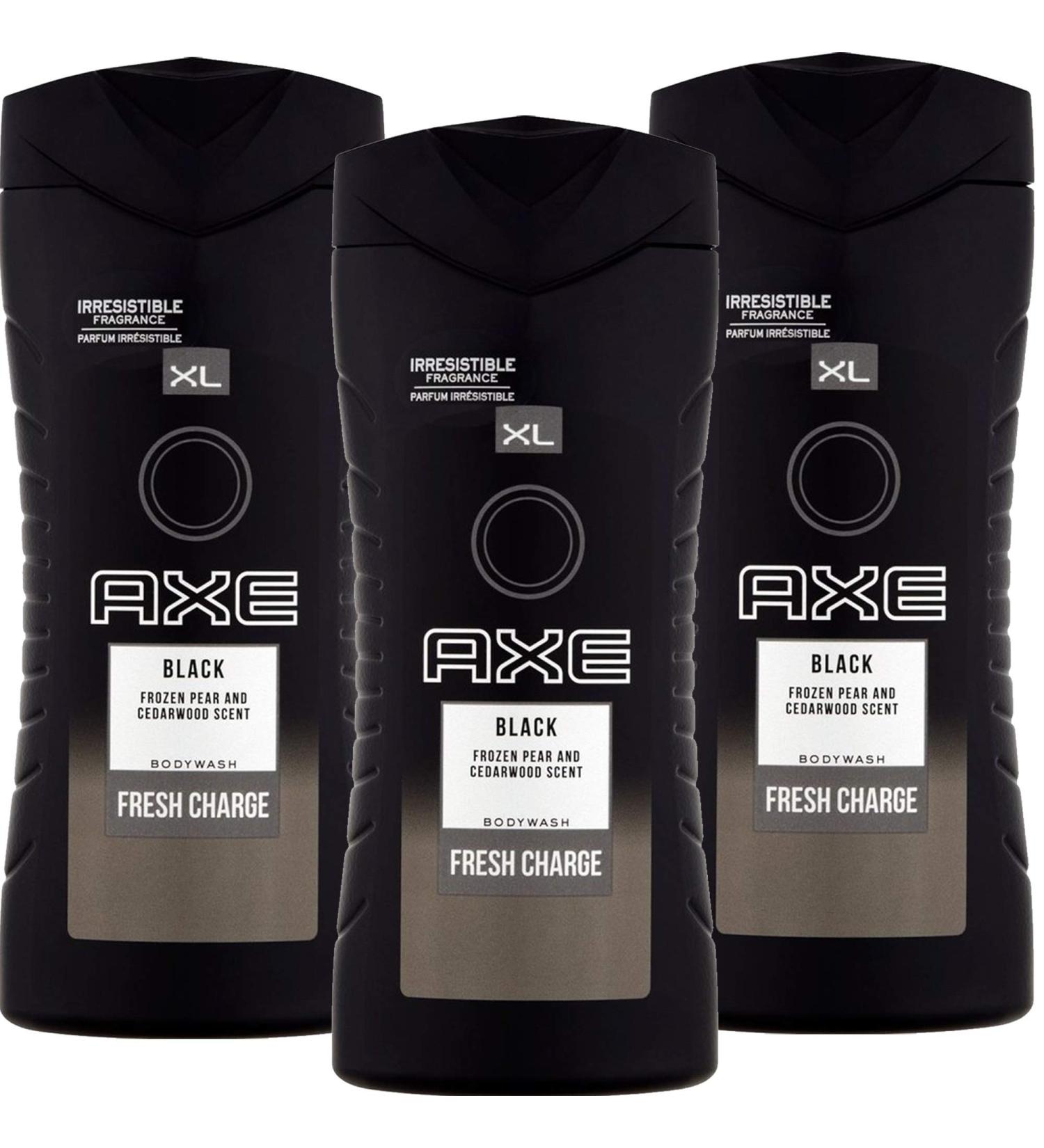 Axe Body Wash For Men, Black, Frozen Pear and Cedarwood Scent, Fresh Charge Shower Gel for Body, 3 Pk x 13.52 Fl.Oz each