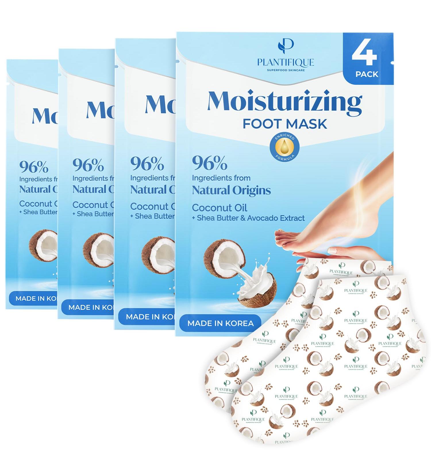 PLANTIFIQUE Foot Moisturiser Socks Hydrating Foot Mask 4Pack (with Box) Hydrating Socks for Soft Heels Intense Moisturizing and Repairing Dry Rough Skin Foot Care Korean Skincare Mask Foot Spa 4 Pack - Buy Online on SooperMarket.com