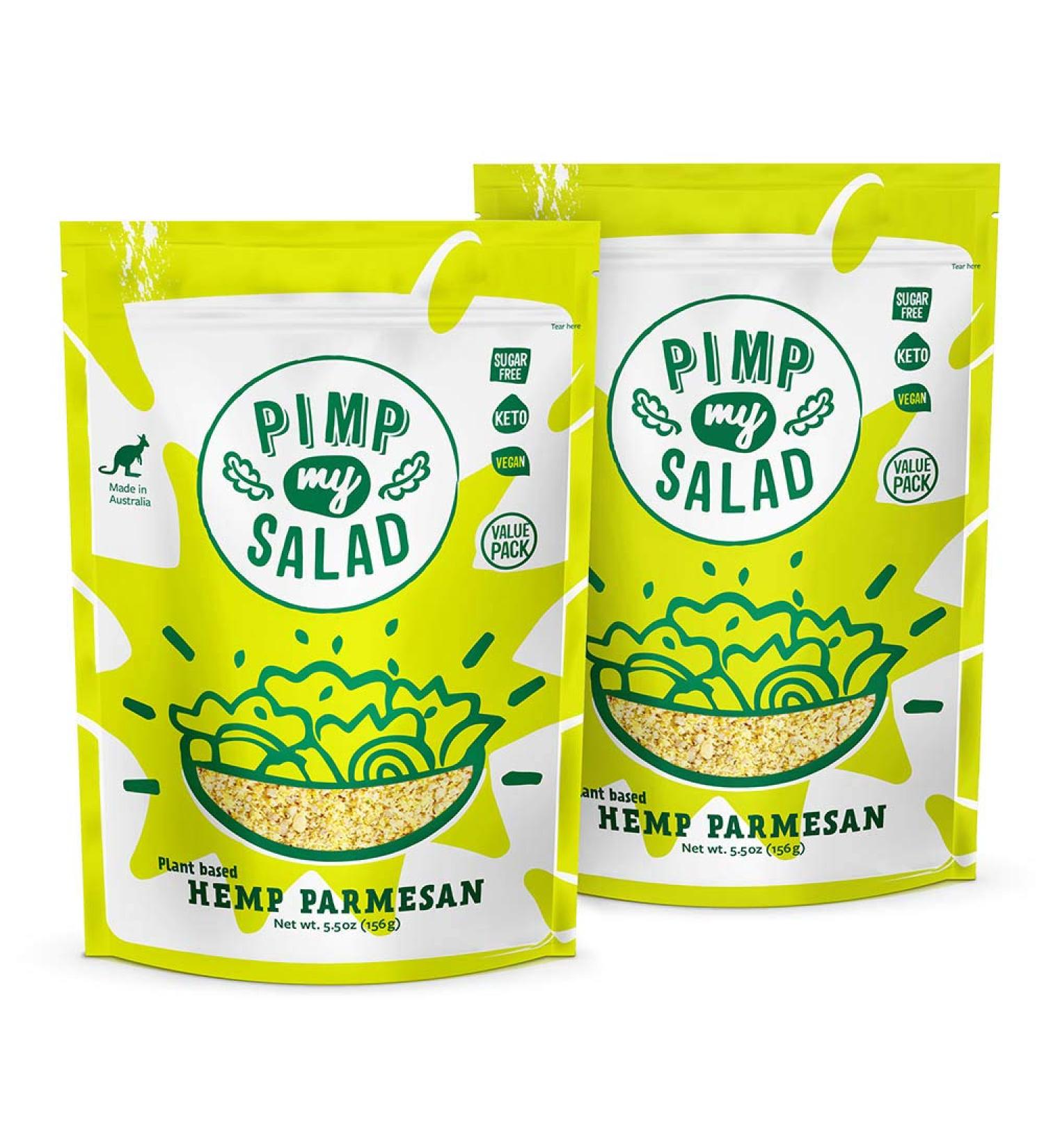 Pimp My Salad Hemp Parmesan: Vegan Cheese & Protein Powder Superfood | Dairy-Free Hemp Cheese Alternative | Low Carb | 2 Value Packs - Buy Online on SooperMarket.com