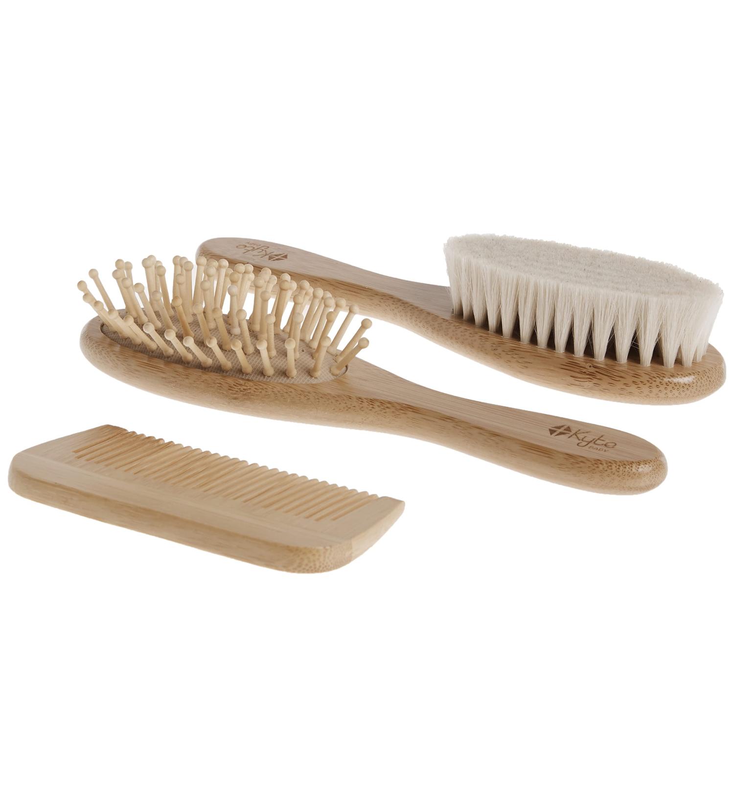 Kyte BABY Bamboo 3-Piece Brush Set - Goat Hair Brush, Wooden Bristle Brush, Bamboo Comb - Buy Online on SooperMarket.com