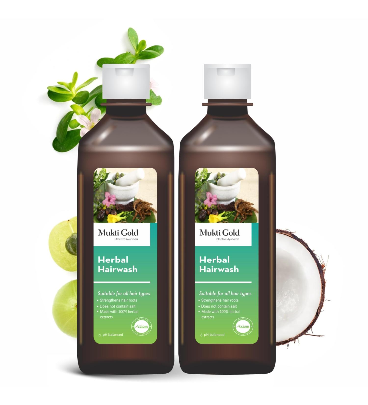 Axiom Ayurveda Mukti Gold Hairwash Shampoo 200 ml - Nourishing Ayurvedic Hair Care for Healthy Scalp & Hair - Buy Online on SooperMarket.com