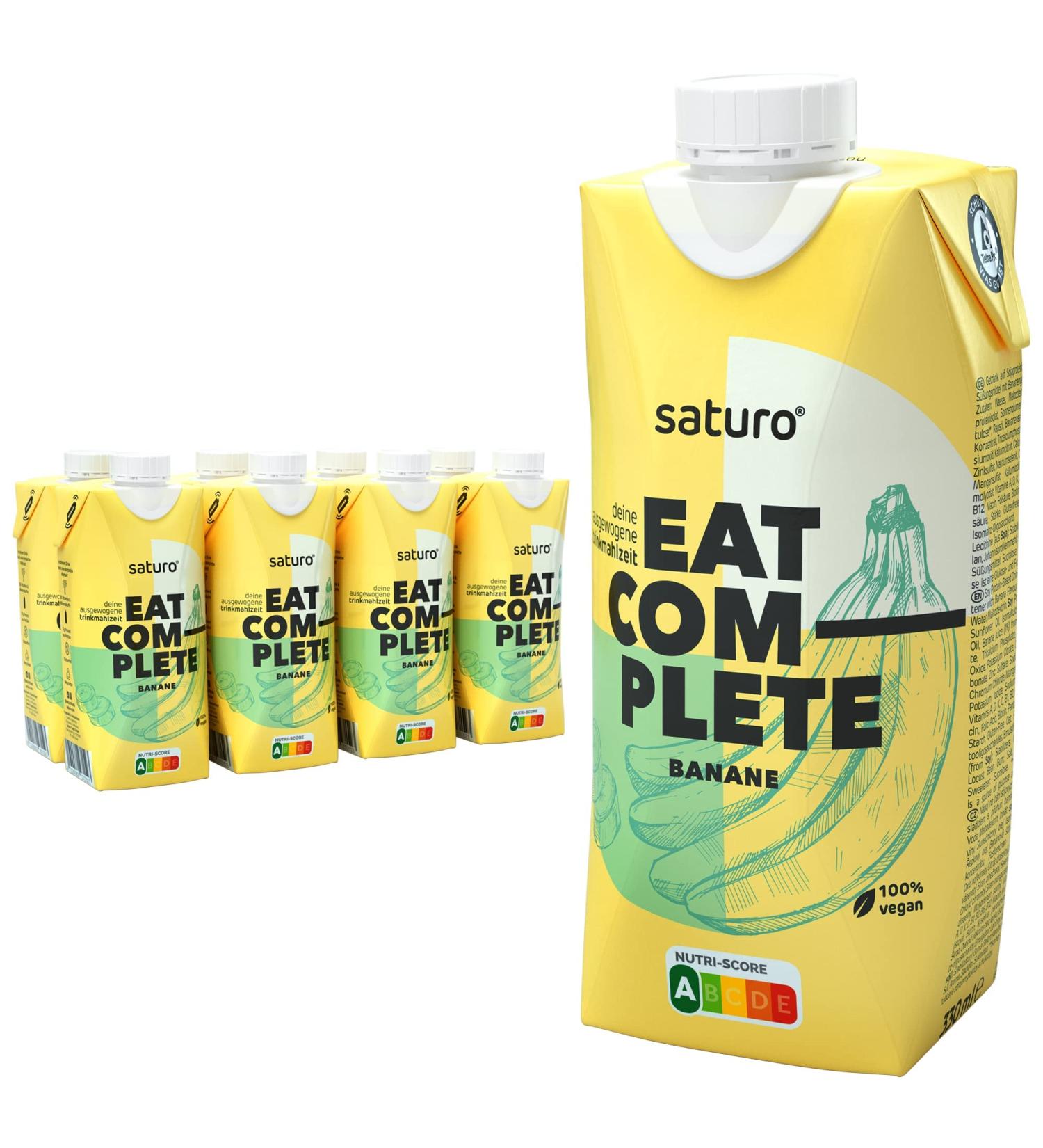 Buy Saturo Vegan Meal Drink Banana - 330ml (8 Pack) | High Protein Astronaut Food | 330Kcal Nutrient-Rich Meal Replacement - Buy Online on SooperMarket.com