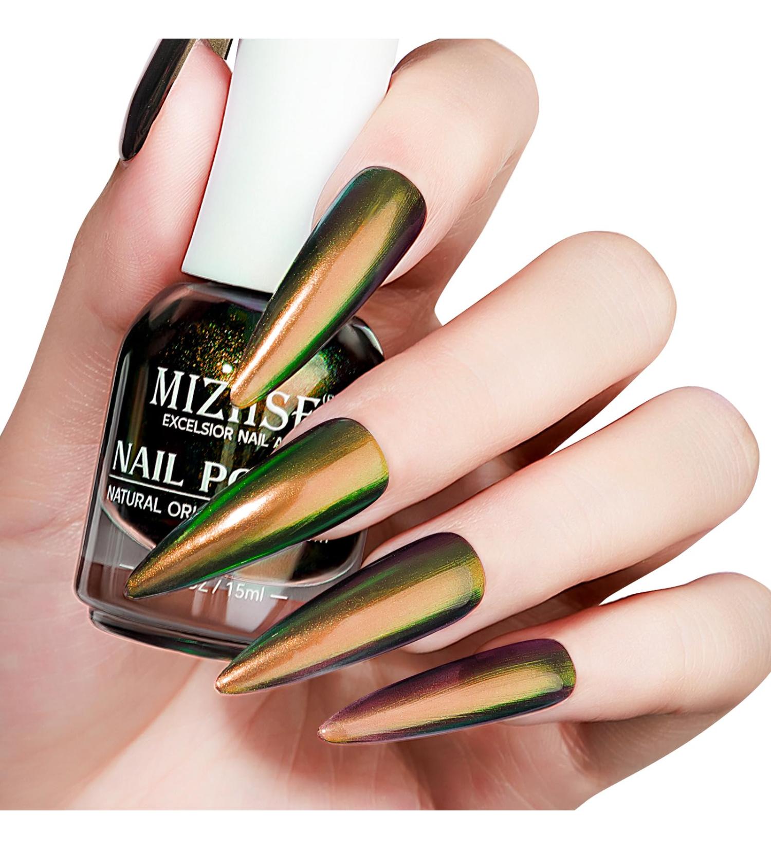 MIZHSE 15ML Chameleon Nail Polish Quick Dry Nail Varnish Shimmer Iridescent Nail Polish Holographic Chrome Nail Art No Need Lamp Cure 004 - Buy Online on SooperMarket.com
