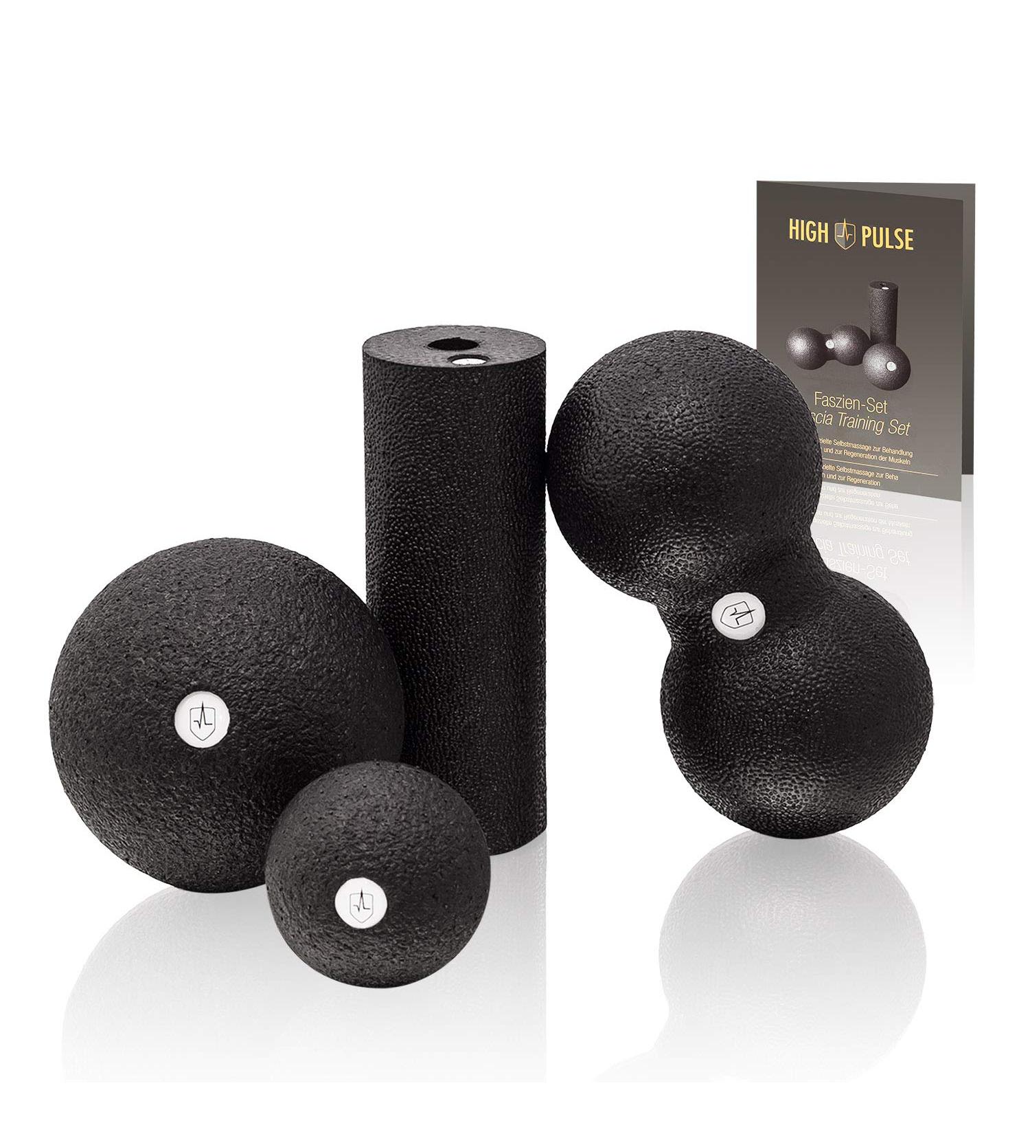 High Pulse Fascia Set - Deep Muscle Massage with 2 Mini Rolls Fascia Ball Duo Ball & Exercise Poster - Ideal for Muscle Recovery - Buy Online on SooperMarket.com