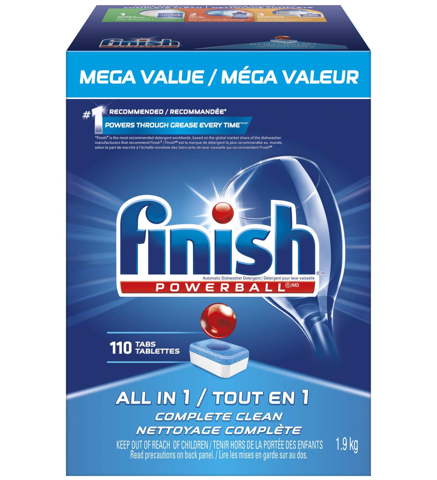 Finish Dishwasher Detergent All in 1 Powerball Fresh Mega Value Pack 110 Tablets Fast Action Clean - Buy Online on SooperMarket.com