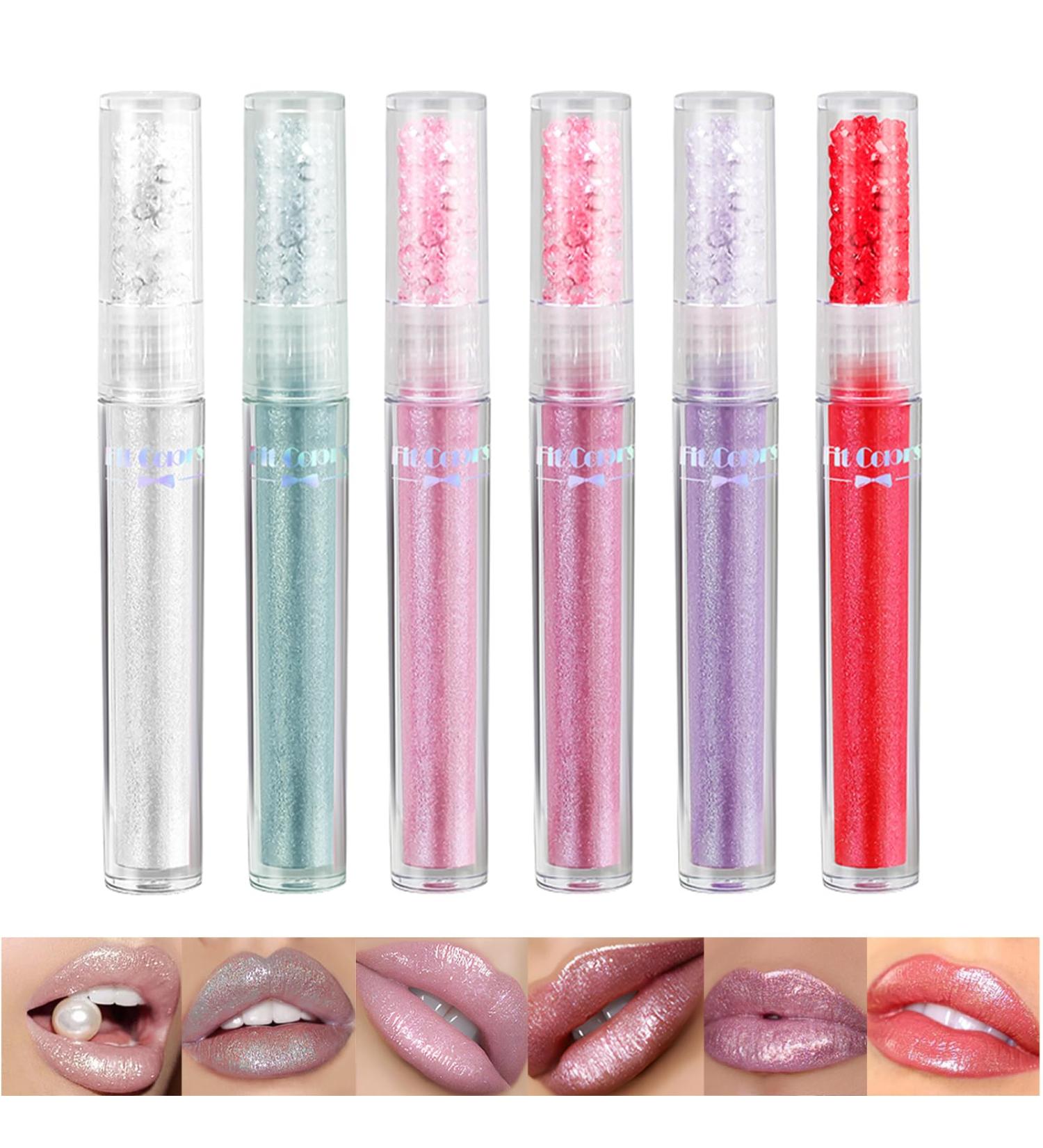 6PCS Luminous Lip Gloss Set - Shimmery Glitter & Hydrating Lipsticks in Berry Pink Nude Red Purple Orange - Lightweight Moisturizer for Gorgeous Lips - Buy Online on SooperMarket.com