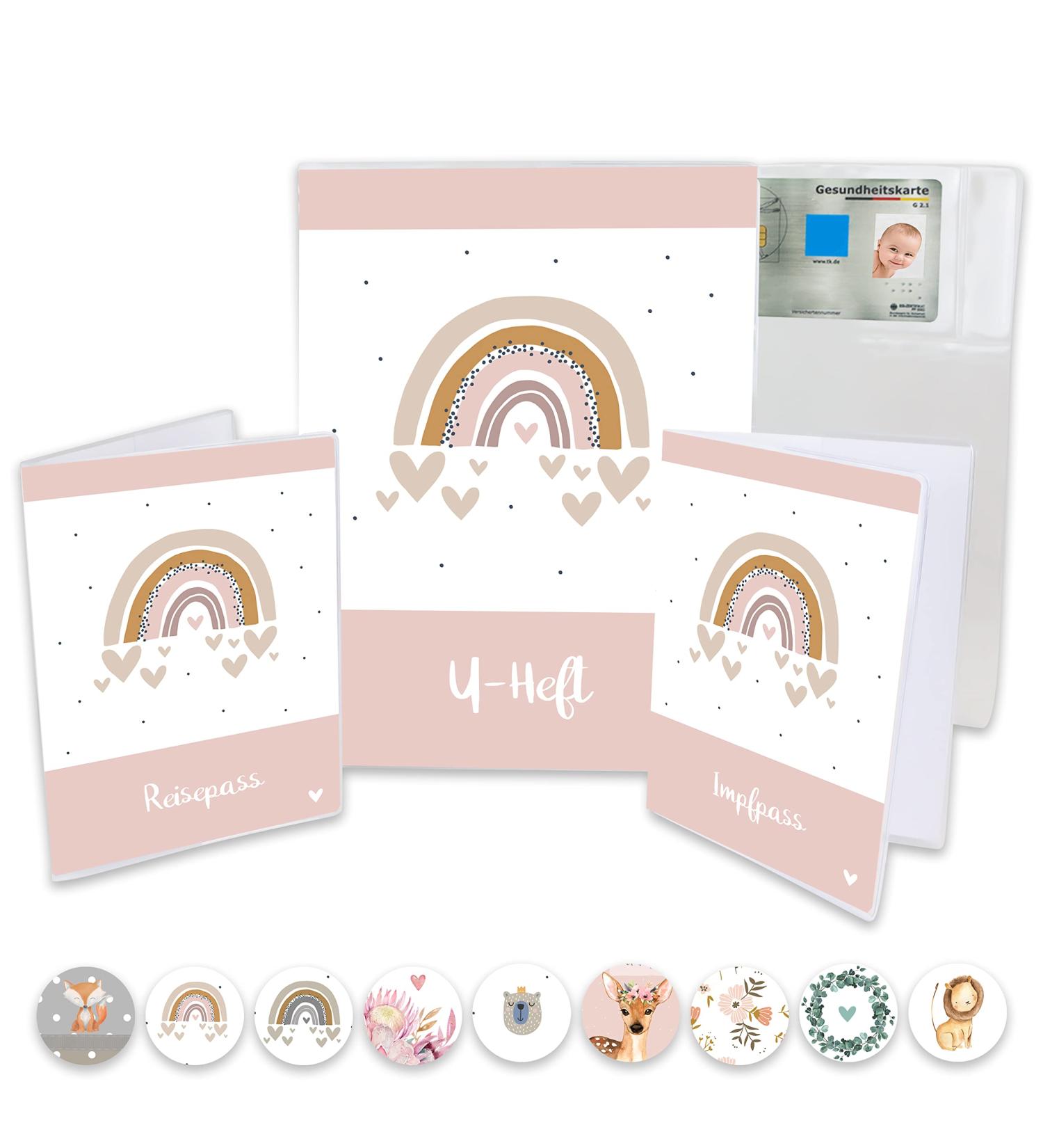Minilino u Issue Cover 3-Part Premium Set for Vaccination Pass & Passport | Rainbow Pink Organizer for Girls - Protect Important Travel Documents & Examination Book - Buy Online on SooperMarket.com