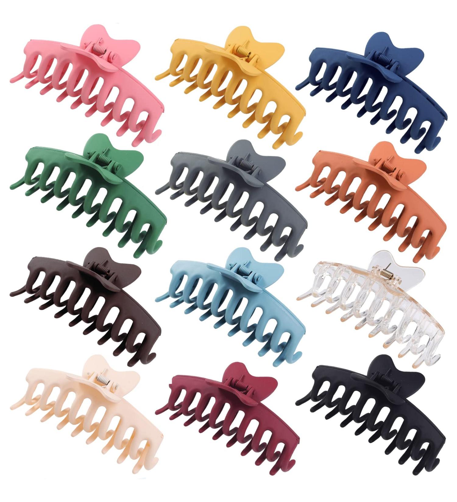 12 Pack Large Butterfly Hair Clips for Women & Girls - Non-slip Matte Banana Clips with Strong Hold - Fashion Hair Accessories - Buy Online on SooperMarket.com