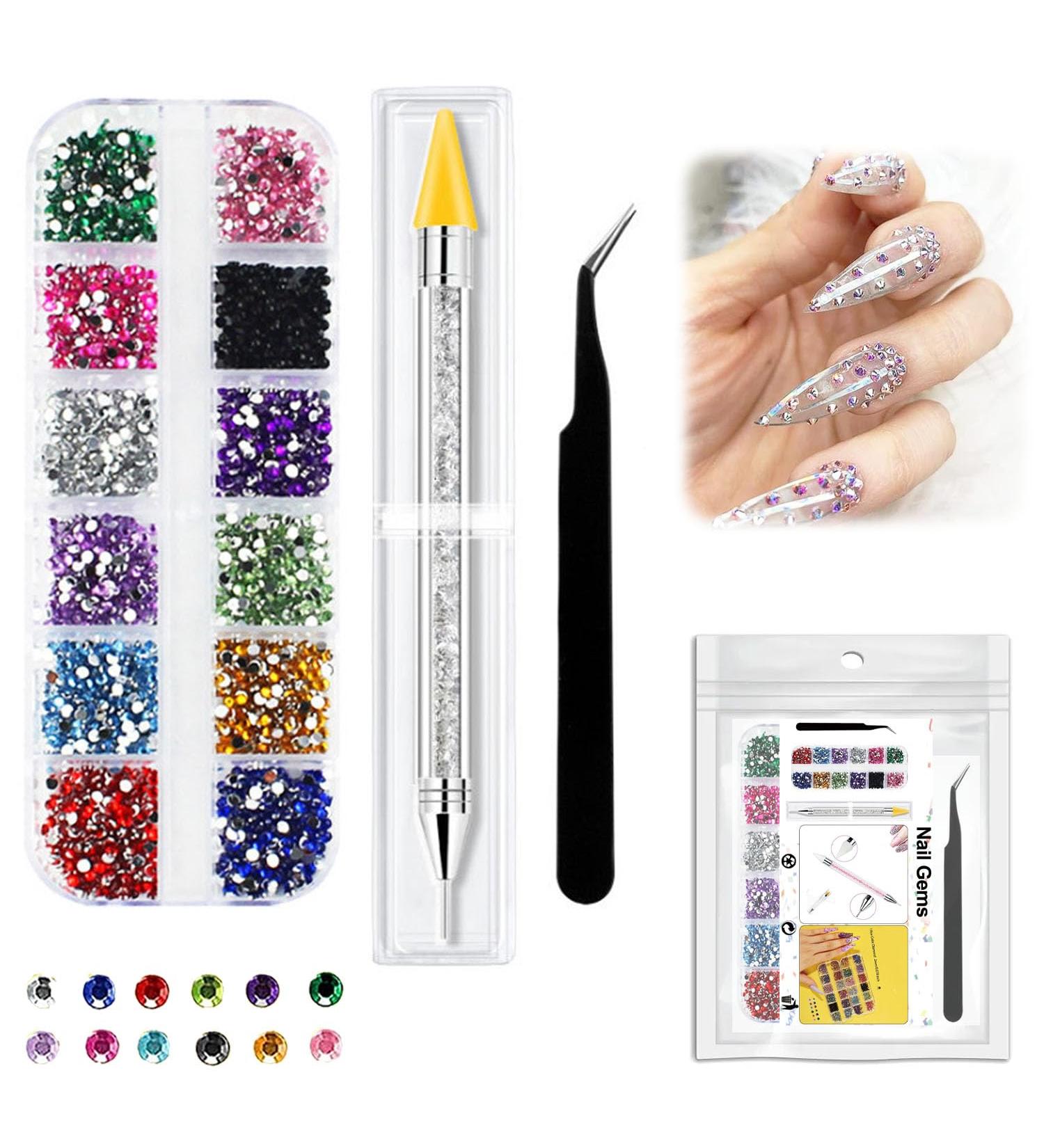 1500 PCS Flat Back Crystal Rhinestones Set with Tweezers and Picker Pen - Professional Nail Art Gems for Salon & Craft Decoration - Buy Online on SooperMarket.com