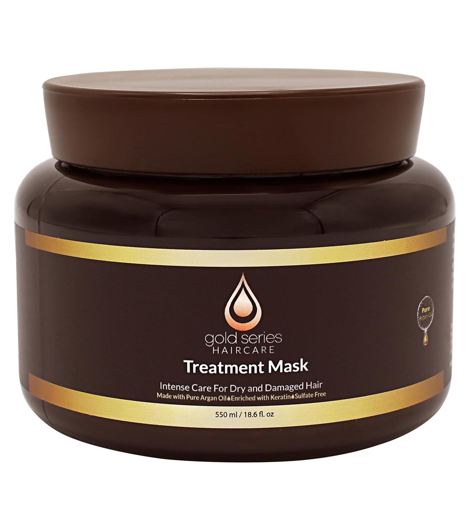 Moroccan Gold Series Deep Hydrating Argan Oil Hair Mask 18.6oz - Sulfate Free Hair Repair Treatment for Dry, Damaged, Color Treated, and Curly Hair - Enriched with Keratin - Natural Formula - Buy Online on SooperMarket.com