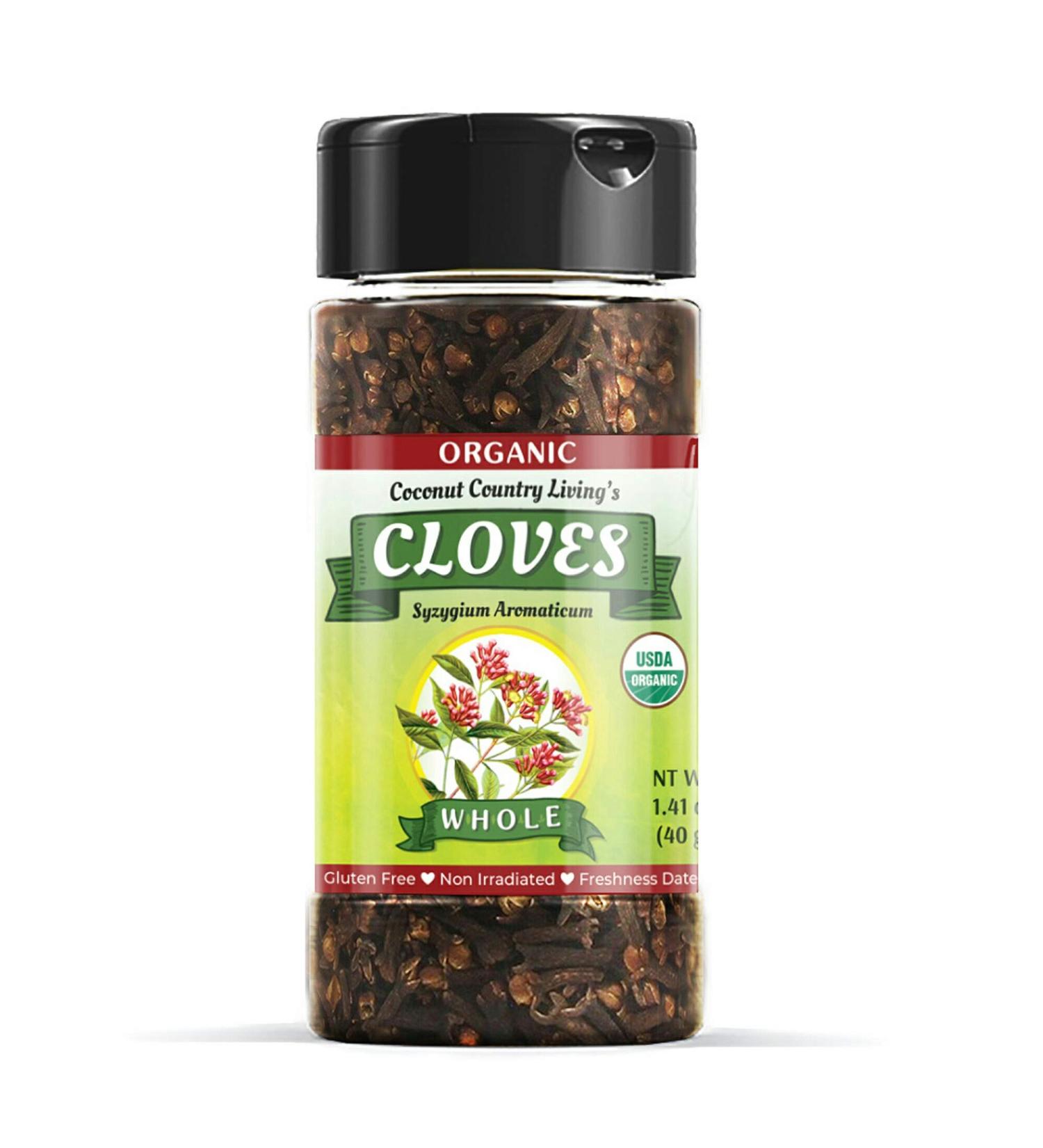 Organic Cloves Whole Raw Premium Quality Spice Fairtrade in Glass Jar - 1.41 oz - Buy Online on SooperMarket.com