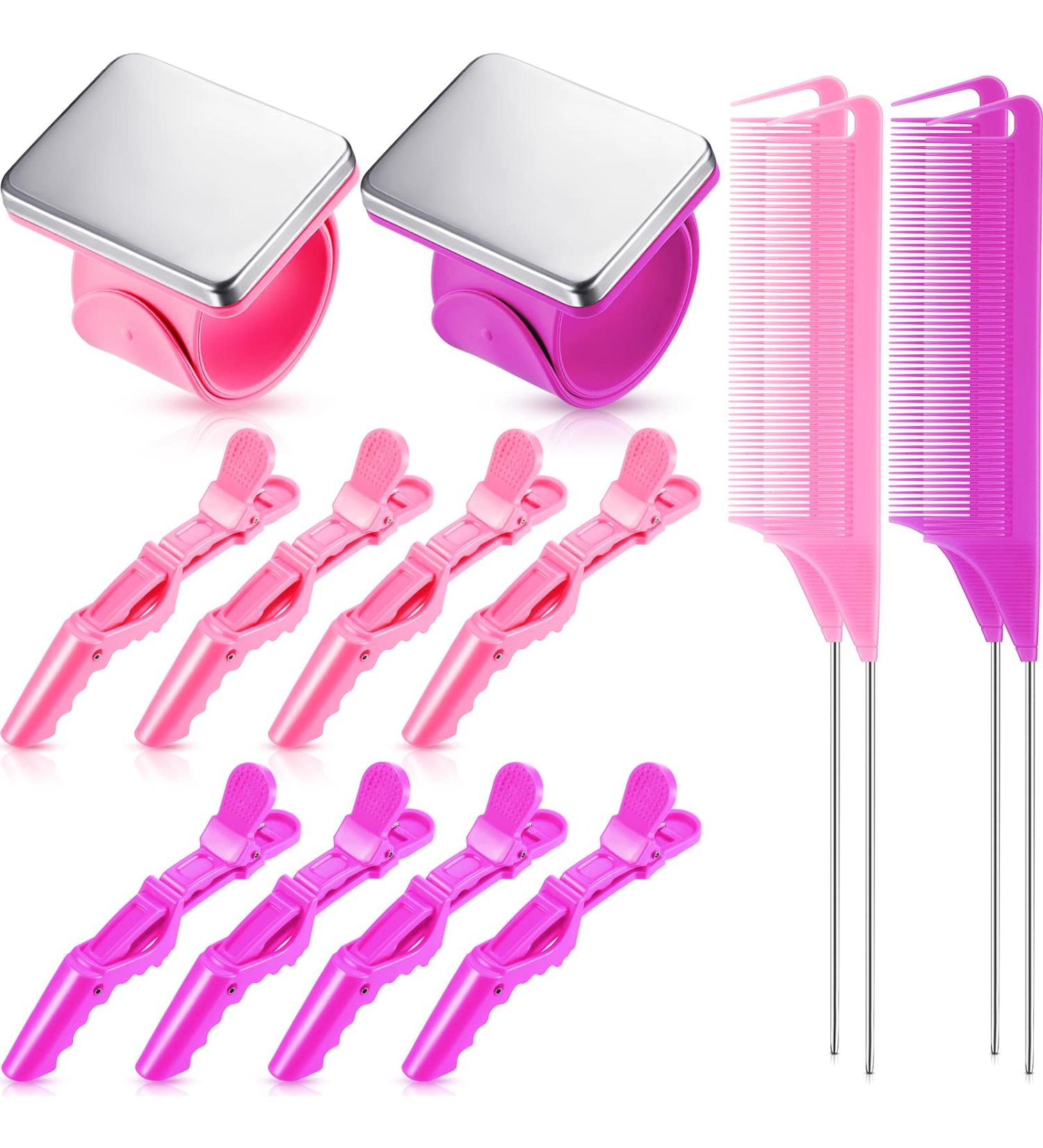 14 Pcs Hair Braiding Tool Set with Magnetic Pin Wristband, Comb, and Hair Clips - Purple Pink Braid Maker Kit - Buy Online on SooperMarket.com