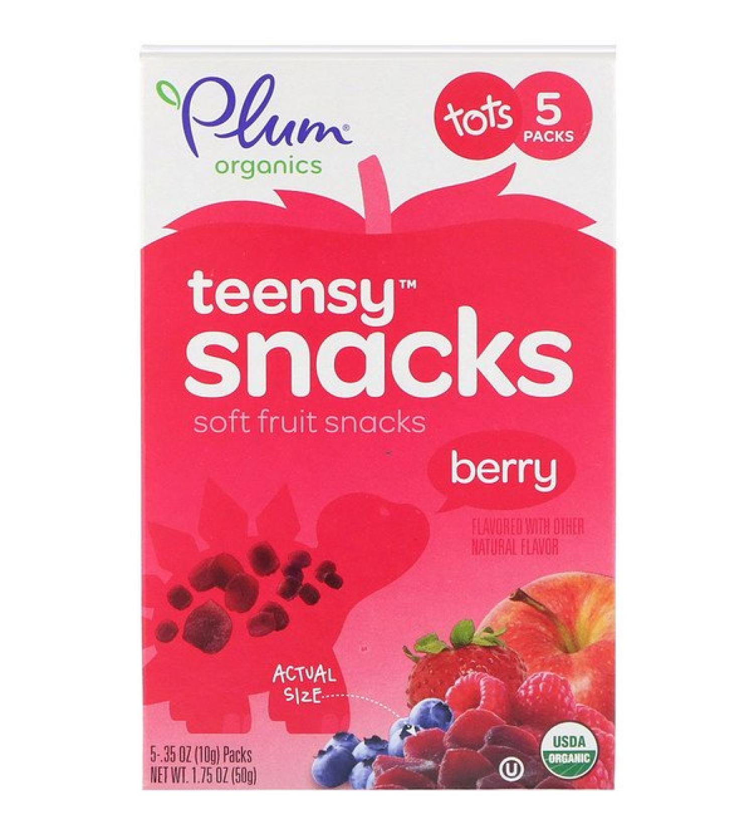 Plum Organics TotsOrganic Teensy Soft Fruits Snacks Berry 12+ Months 5 Packs .35 oz (10 g) Each