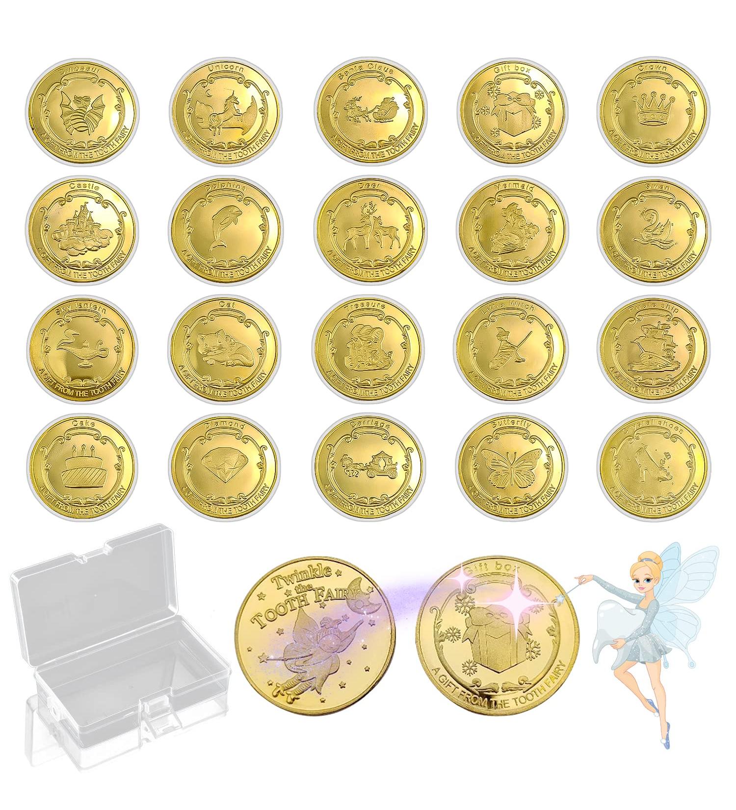 Buy HJFH Gold Tooth Fairy Coins | 20pcs Tooth Fairy Gifts for Boys & Girls - Perfect Keepsake - Buy Online on SooperMarket.com