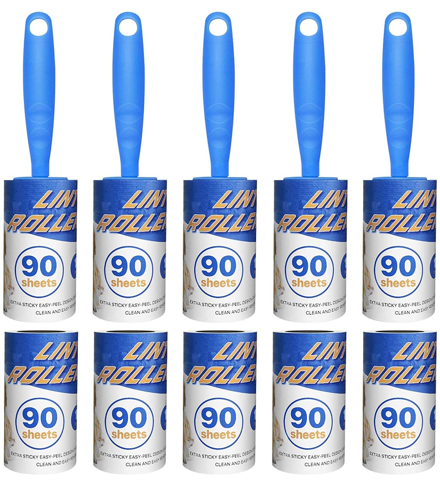 Pet Hair Lint Roller Set - 900 Extra Sticky Sheets, 5 Handles, 10 Refills - Portable Travel Size for Clothes, Furniture, Dog & Cat Hair Removal - Buy Online on SooperMarket.com