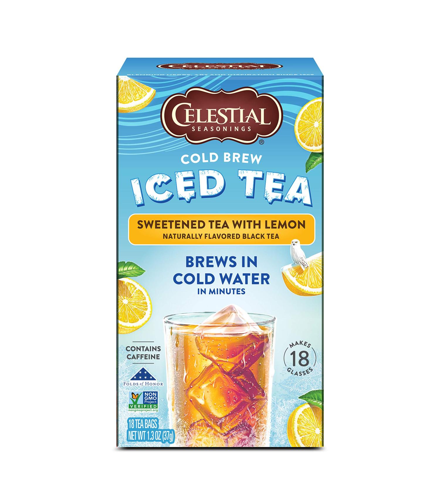 Celestial Seasonings Cold Brew Iced Tea with Lemon - Sweetened Tea Bags (18 Count, 1.3 oz) - Buy Online on SooperMarket.com