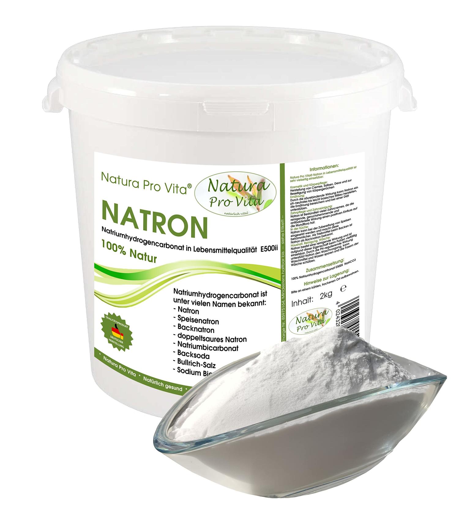 Pure E500II Natura Pro Vita Natron - 2kg Aluminum-Free Vegan Soda Powder for Dental Care Cooking Baking Cleaning & Body Care | International Shipping Available - Buy Online on SooperMarket.com