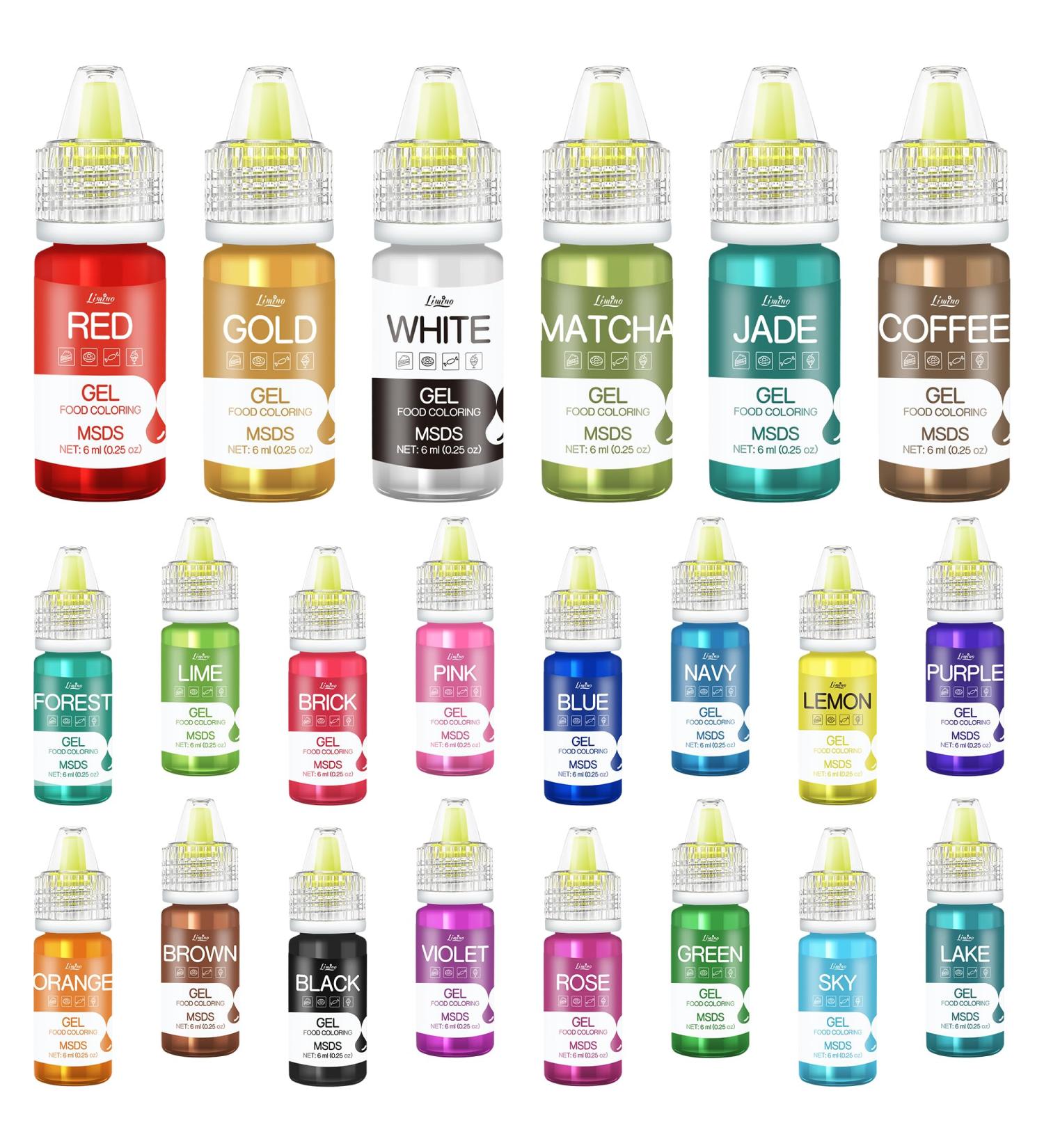 Buy 22 Colors Food Gel for Baking & Crafts | Sugar-Free Vibrant Concentrated Food Coloring - Ideal for Cakes Cookies Macarons & More - 6ml Each - Buy Online on SooperMarket.com