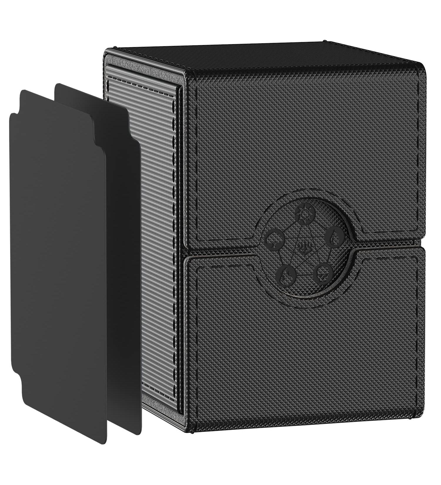 MIXPOET Commander Deck Box - Large Trading Card Case for MTG - Holds 100+ Cards with 2 Dividers - Black - Buy Online on SooperMarket.com