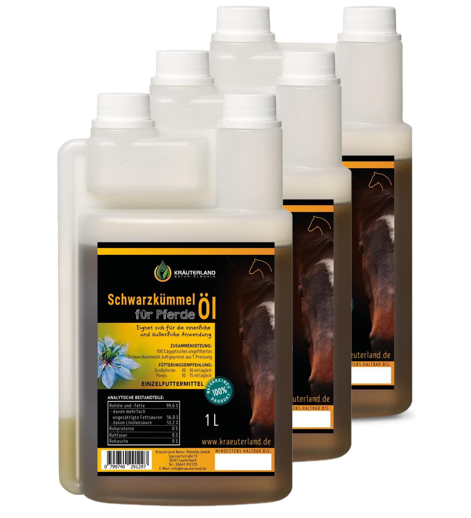 Herbal Land Black Cumin Oil 3L for Horses Dogs & Cats - 100% Pure Cold-Pressed Unfiltered - German Premium Quality - Buy Online on SooperMarket.com