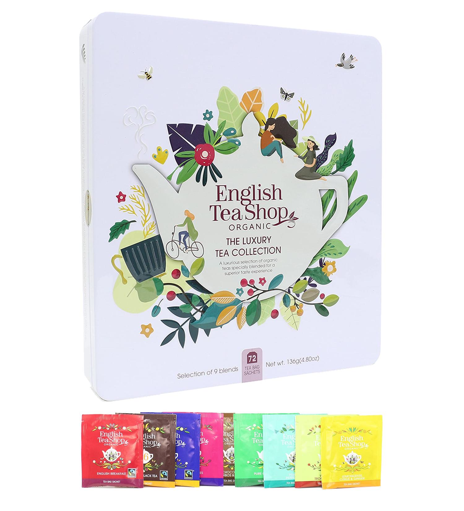 English Tea Shop Organic Luxury Gift Tin - 72 Tea Bag Sachets - 6 Different Flavours. 136 g - Buy Online on SooperMarket.com