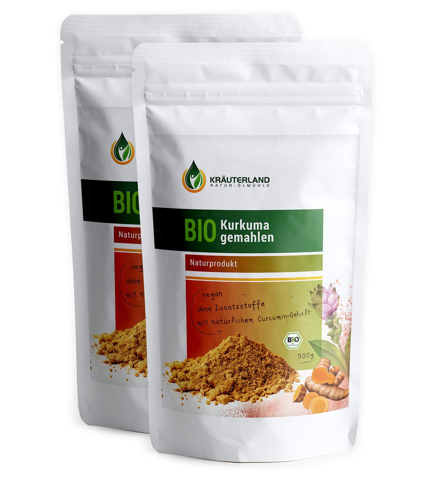 Buy Herbal Land Bio Turmeric Powder 100% Pure Curcumin - 500g & 1000g Perfect for Golden Milk Curcuma Latte & Turmeric Tea - International Shipping - Buy Online on SooperMarket.com