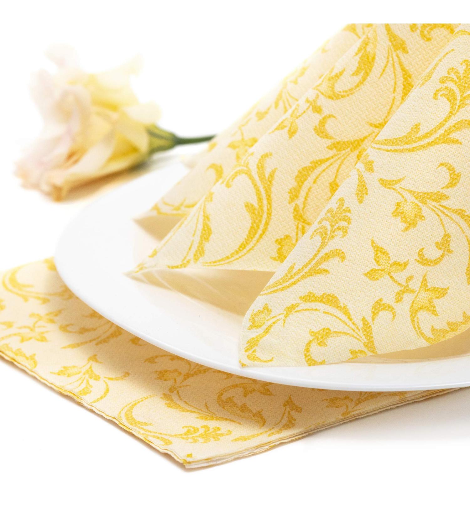 Buy Papstar 50 Napkins ROYAL Collection | 1/4 Fold Yellow Damascato - 40x40 cm | International Shipping Available - Buy Online on SooperMarket.com
