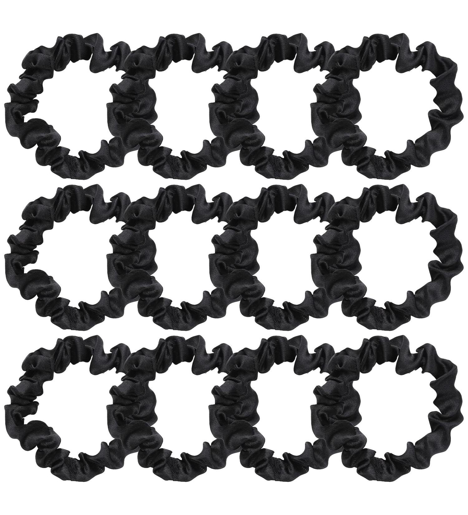 Lusofie 12Pcs Black Satin Hair Scrunchies - Elastic Silk Hair Ties for Women and Girls - 2.36 Inch Ponytail Holder - Buy Online on SooperMarket.com