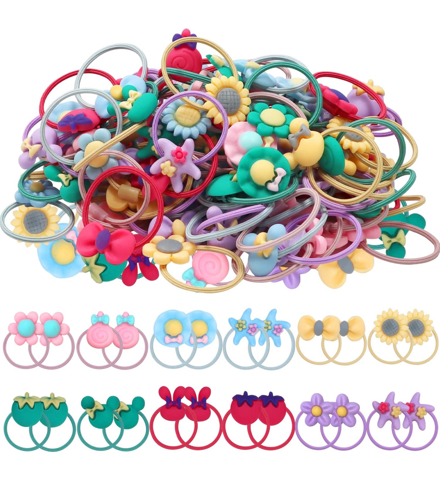 120pcs Mix Color Girls Elastic Hair Ties | Soft Rubber Bands for Kids | Hair Accessories for Girls, Teens, and Children - Buy Online on SooperMarket.com