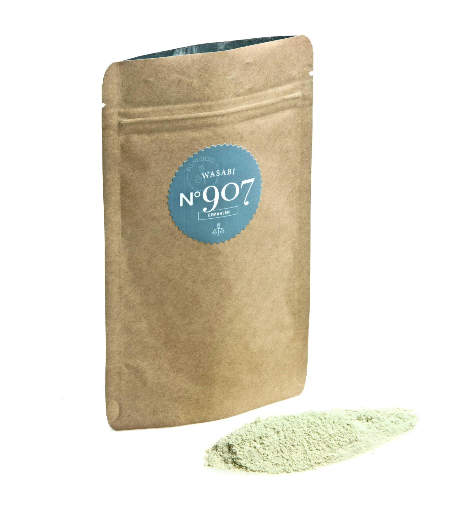 Rimoco N 907 Wasabi Powder - Authentic 100% Wasabia Japonica 500g in Eco-Friendly Kraft Zip Bag | Premium Wasabi Paste Ingredient - Buy Online on SooperMarket.com