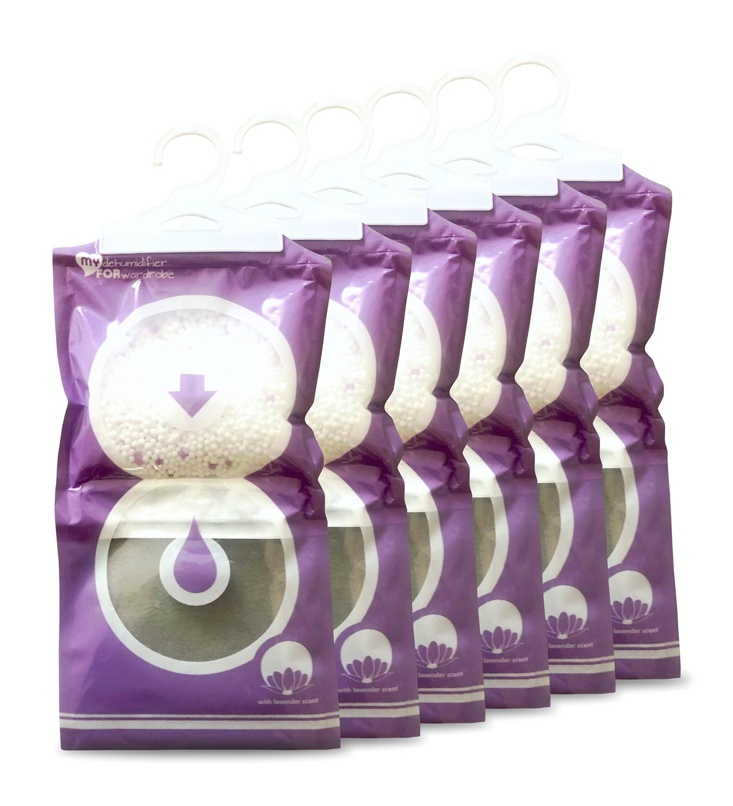 TO Wardrobe Dehumidifier Hanging Bags - 6 x 190g | Mould Prevention, Disposable Dehumidifiers for Window, Caravan, Home & Kitchen | Lavender Scent | Damp Absorber - Buy Online on SooperMarket.com