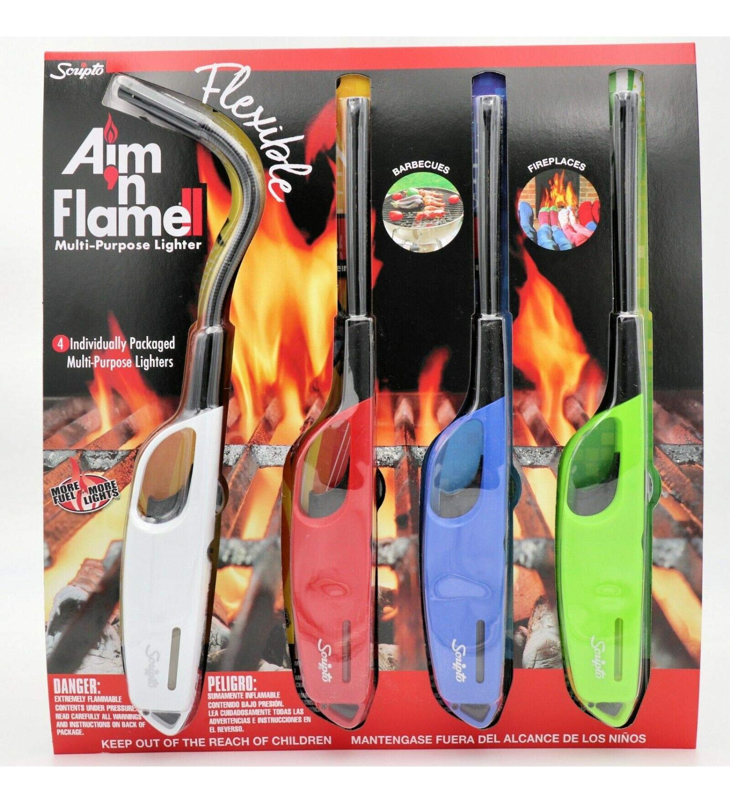 4 Pack SCRIPTO Multi-Purpose Lighter BBQ Barbecue Camping Durable Lighters