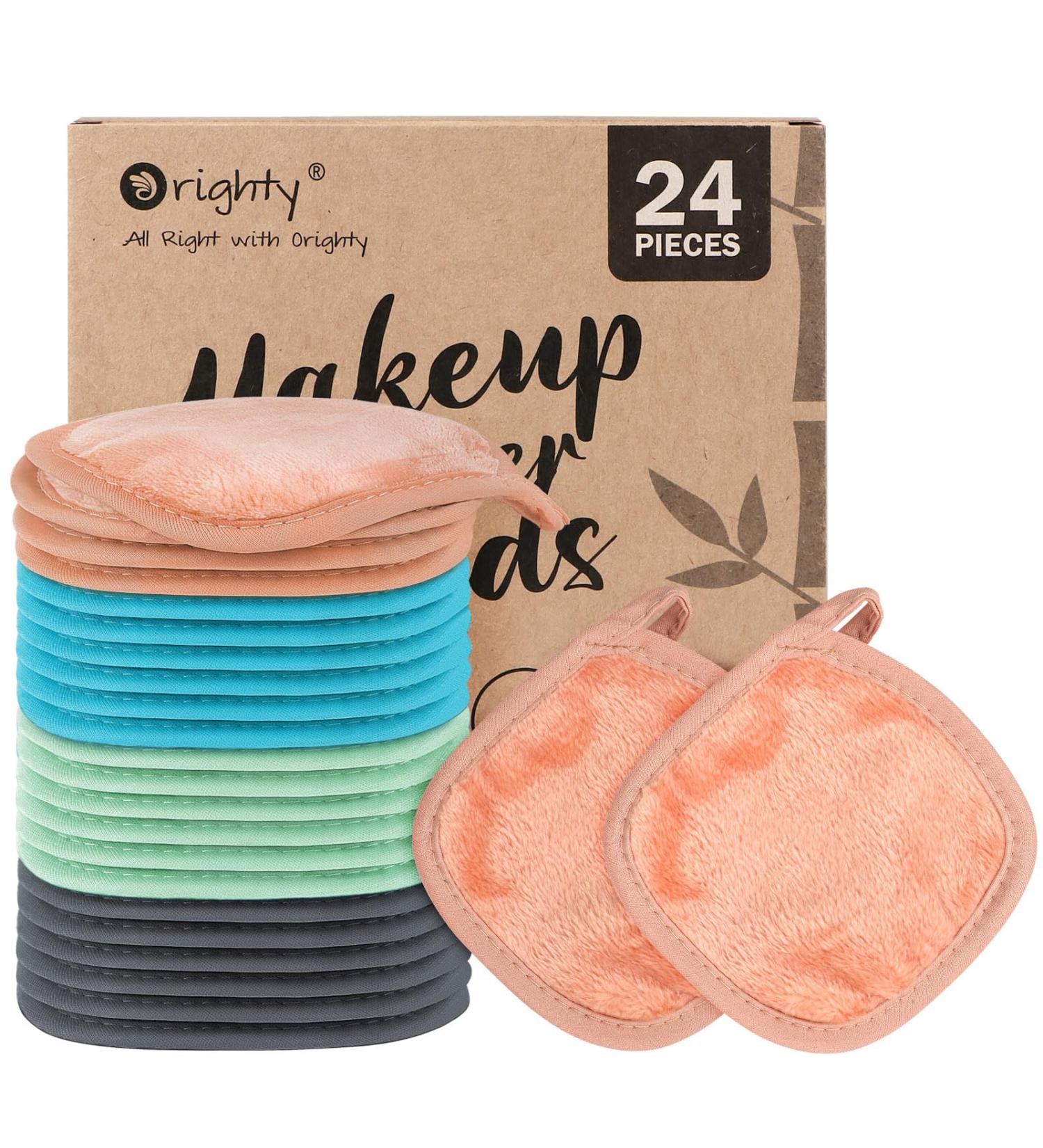 Orighty Reusable Makeup Remover Pads 24 Pack Microfiber Makeup Remover Cloths Cotton Rounds Eco-friendly Face Pads for All Skin Types Makeup Wipes for Facial Cleansing Ideal Gift for Women 5 x 5  - Buy Online on SooperMarket.com