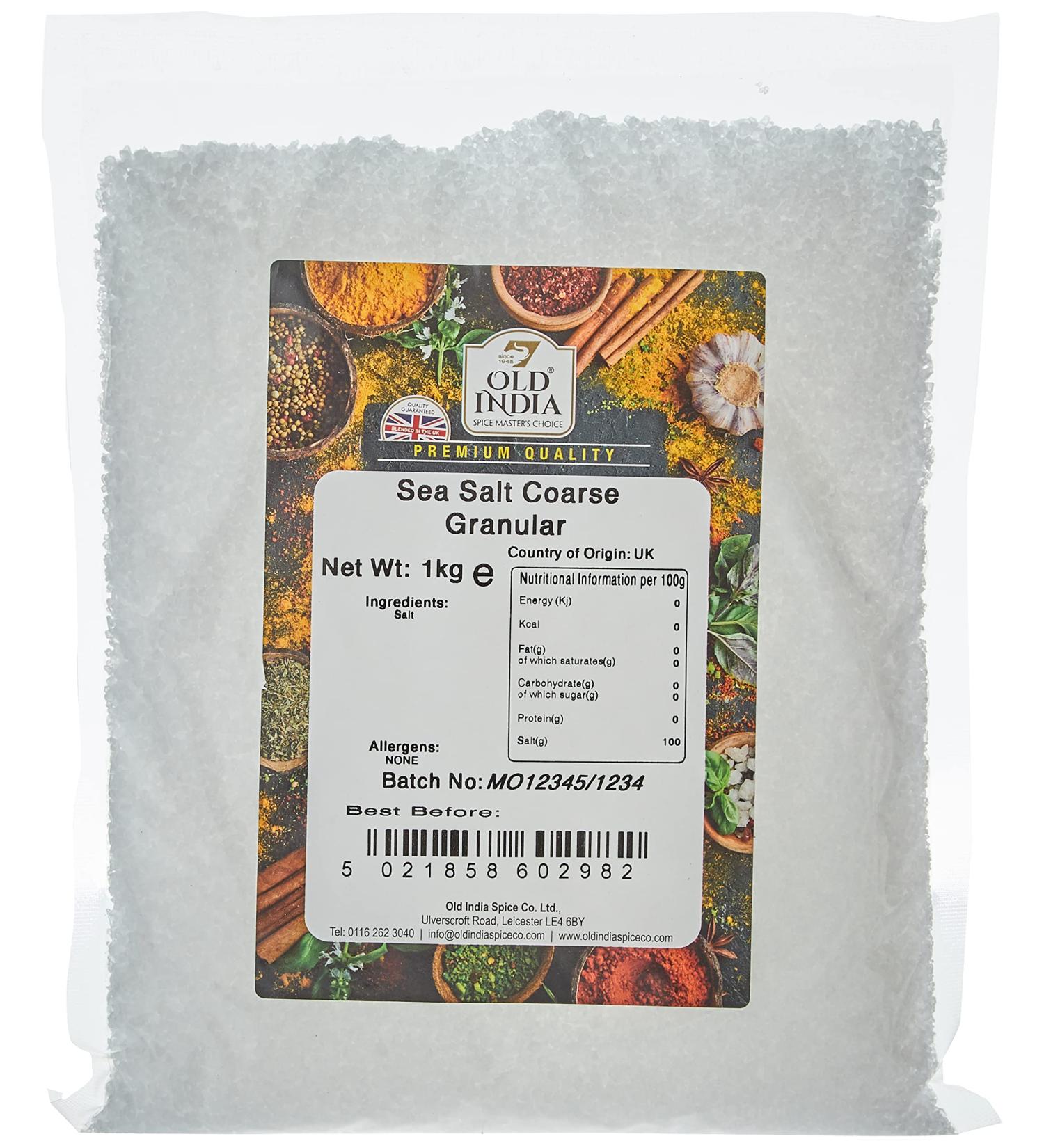 Old India Sea Salt Coarse Granular 1kg - Pure and Natural Salt for Cooking and Seasoning - Buy Online on SooperMarket.com