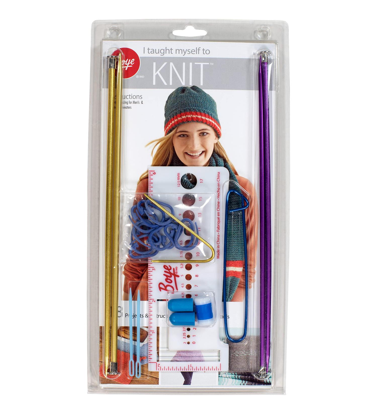 Boye Learn to Knit Kit for Beginners - 20 Piece Set, US Sizes 6 and 8, Makes 18 Projects, Multicolor - Buy Online on SooperMarket.com
