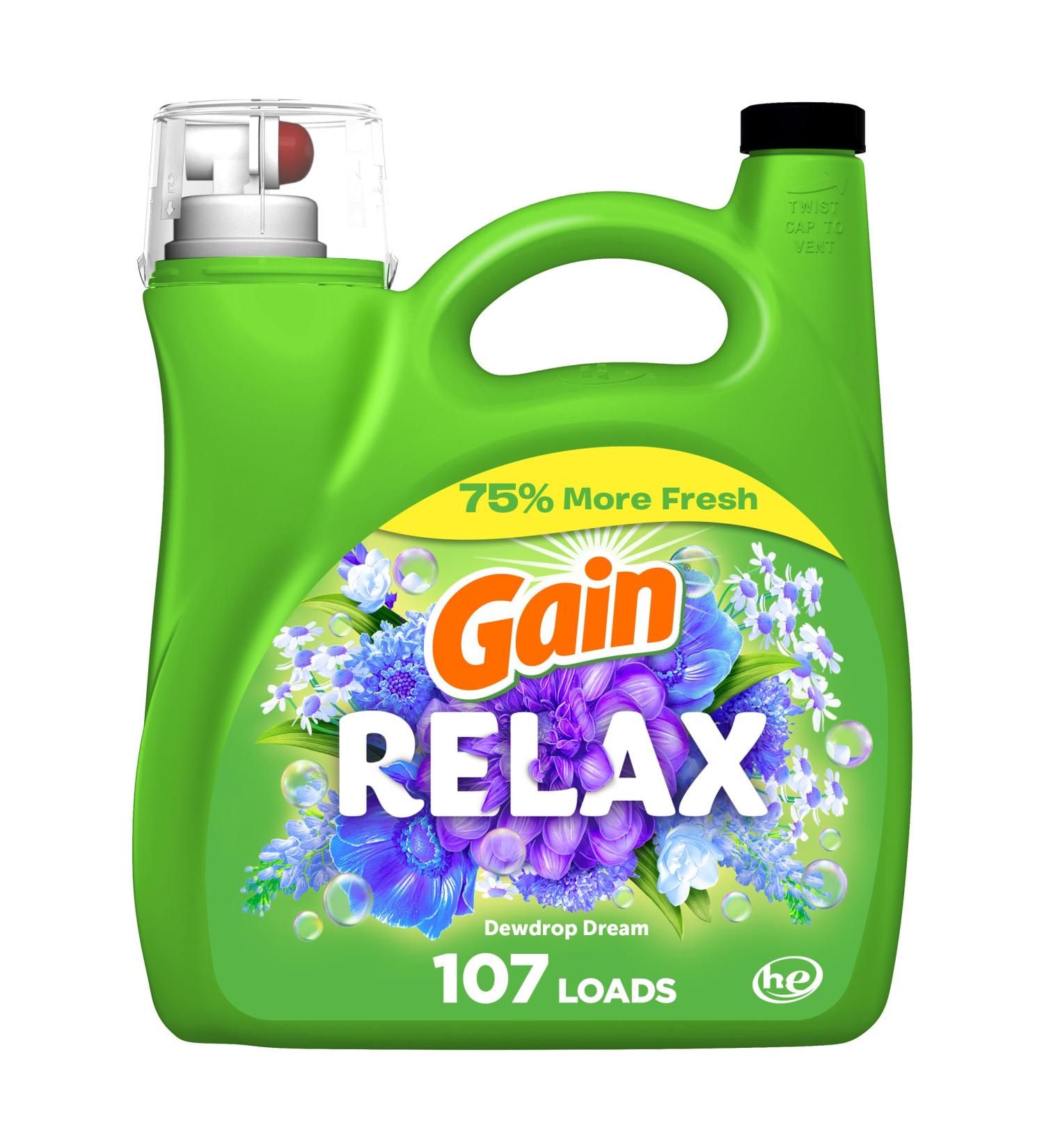 Gain Liquid Laundry Detergent 154 fl oz - Relax HE Compatible 107 Loads - International Shipping Available - Buy Online on SooperMarket.com