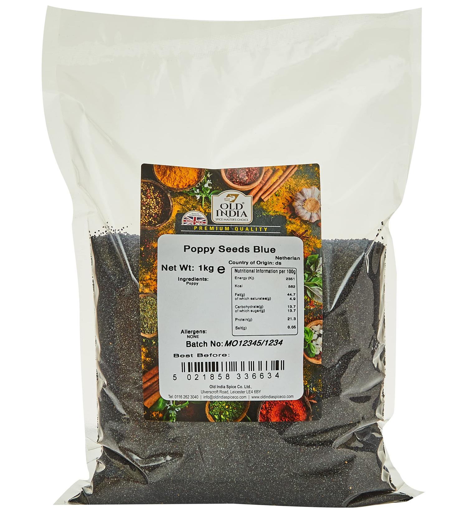 Old India Poppy Seeds Blue 1 Kg - Premium Quality Organic Seeds - Buy Online on SooperMarket.com