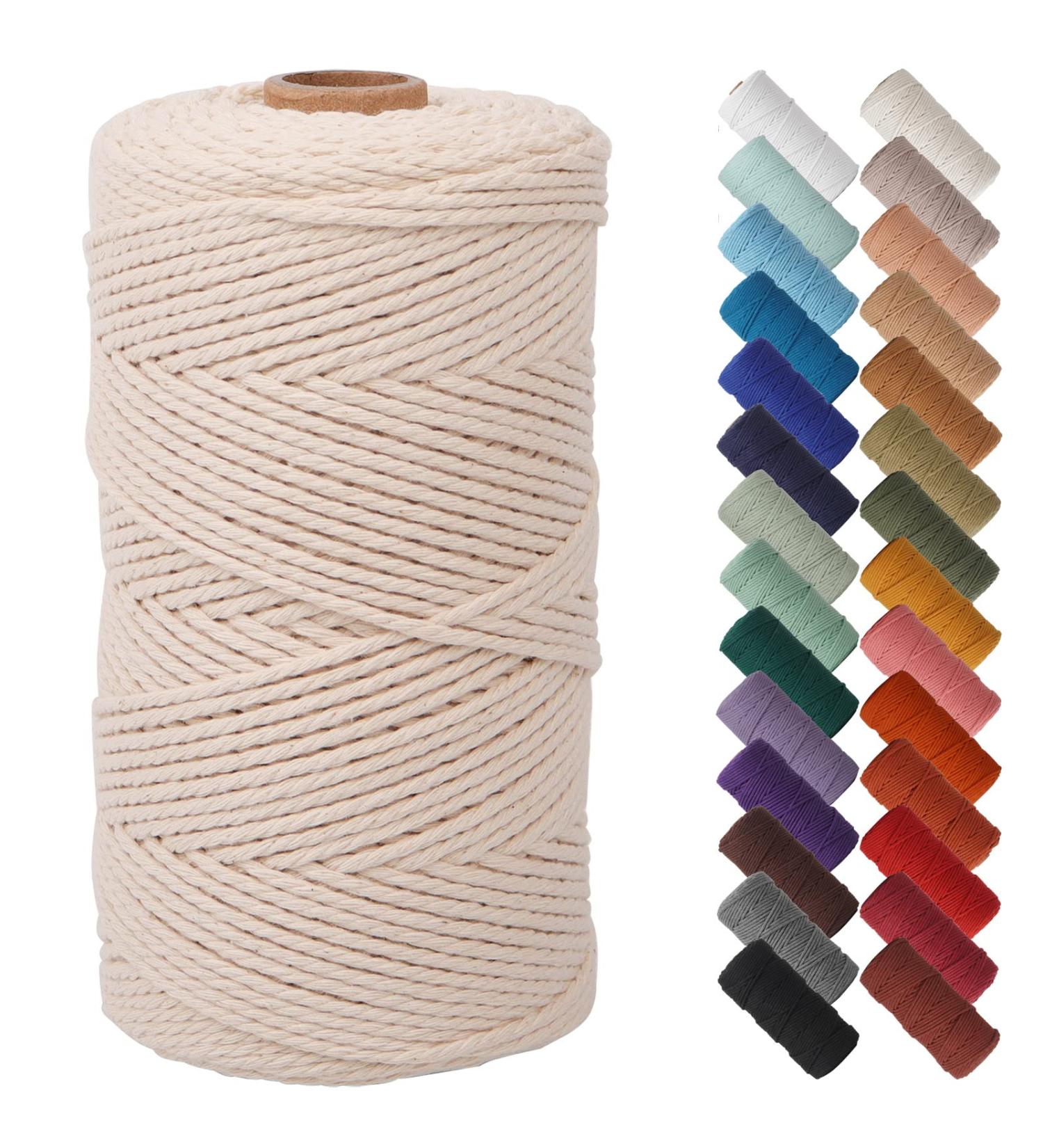 NOANTA Natural Colored Macrame Cord 2mm x 220yards - Cotton Rope for Wall Hanging, Plant Hangers, Crafts - Colorful Macrame Yarn for Knitting - Buy Online on SooperMarket.com